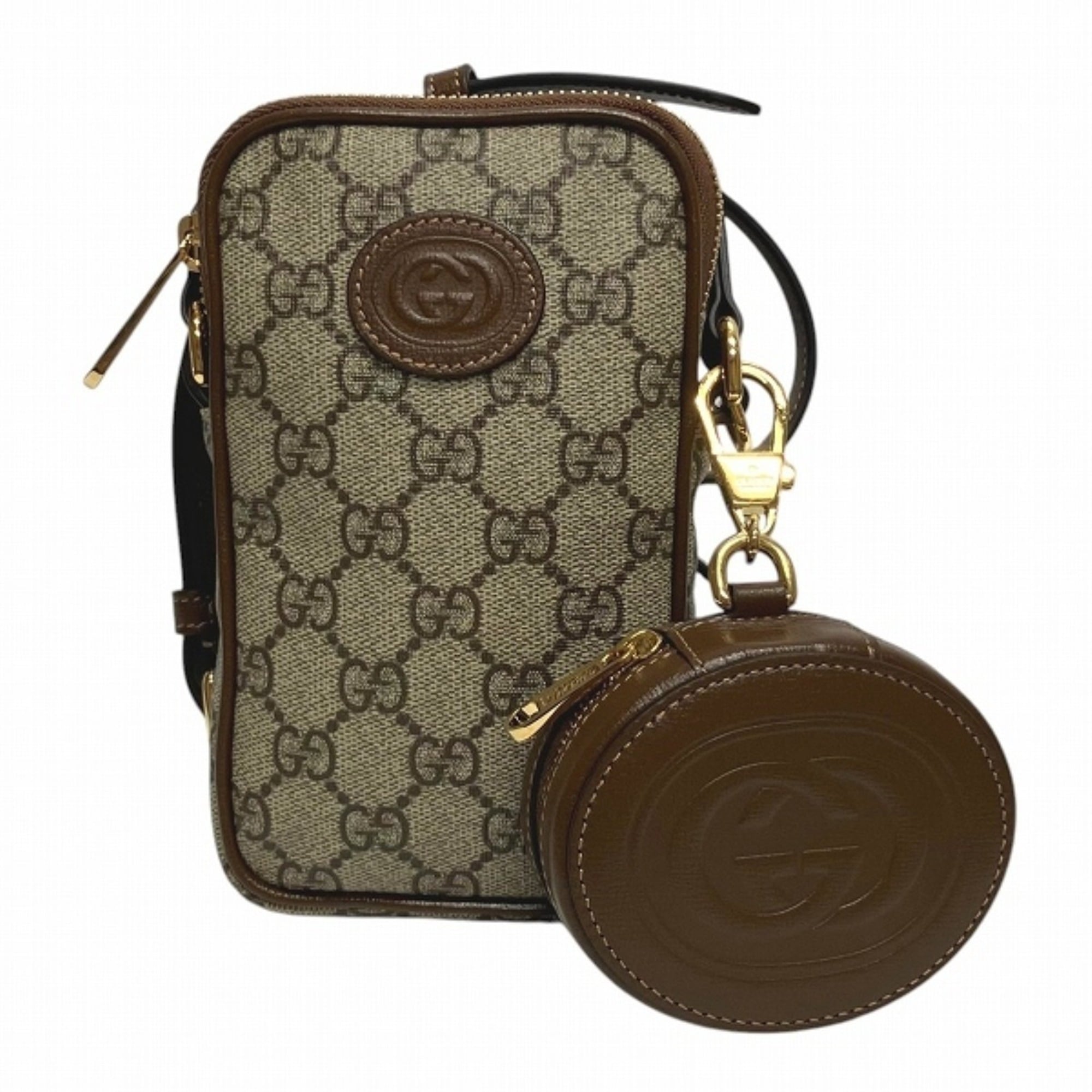 Gucci Beige Brown Gg Supreme Leather Shoulder Bag (Pre-Owned)