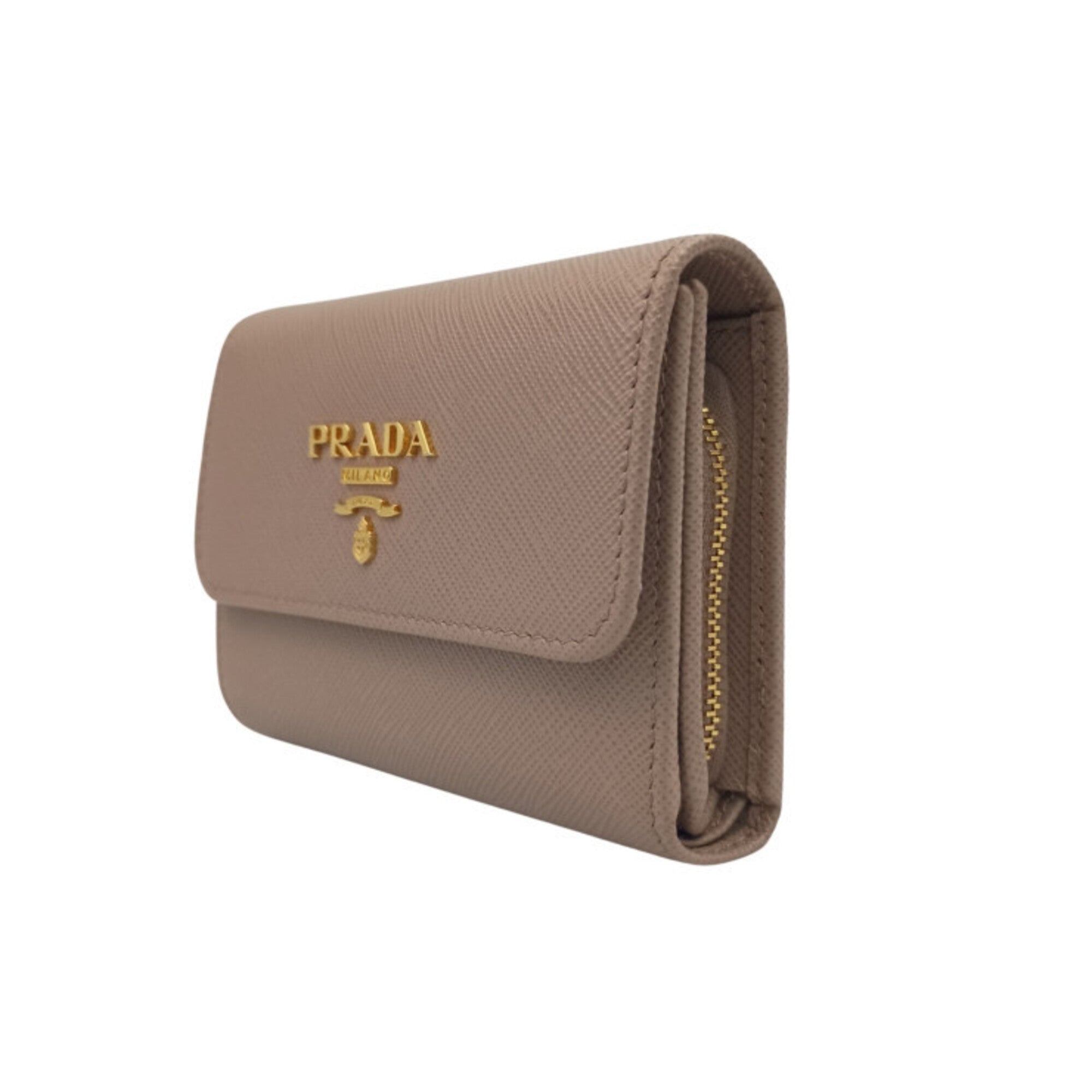 Prada Beige Saffiano Metal Wallet (Tri-Fold) (Pre-Owned)