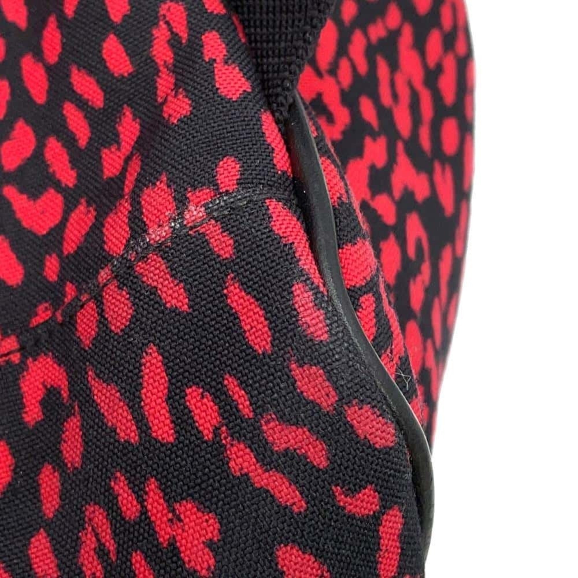 Saint Laurent Black Red Color Canvas Leather Backpack (Pre-Owned)