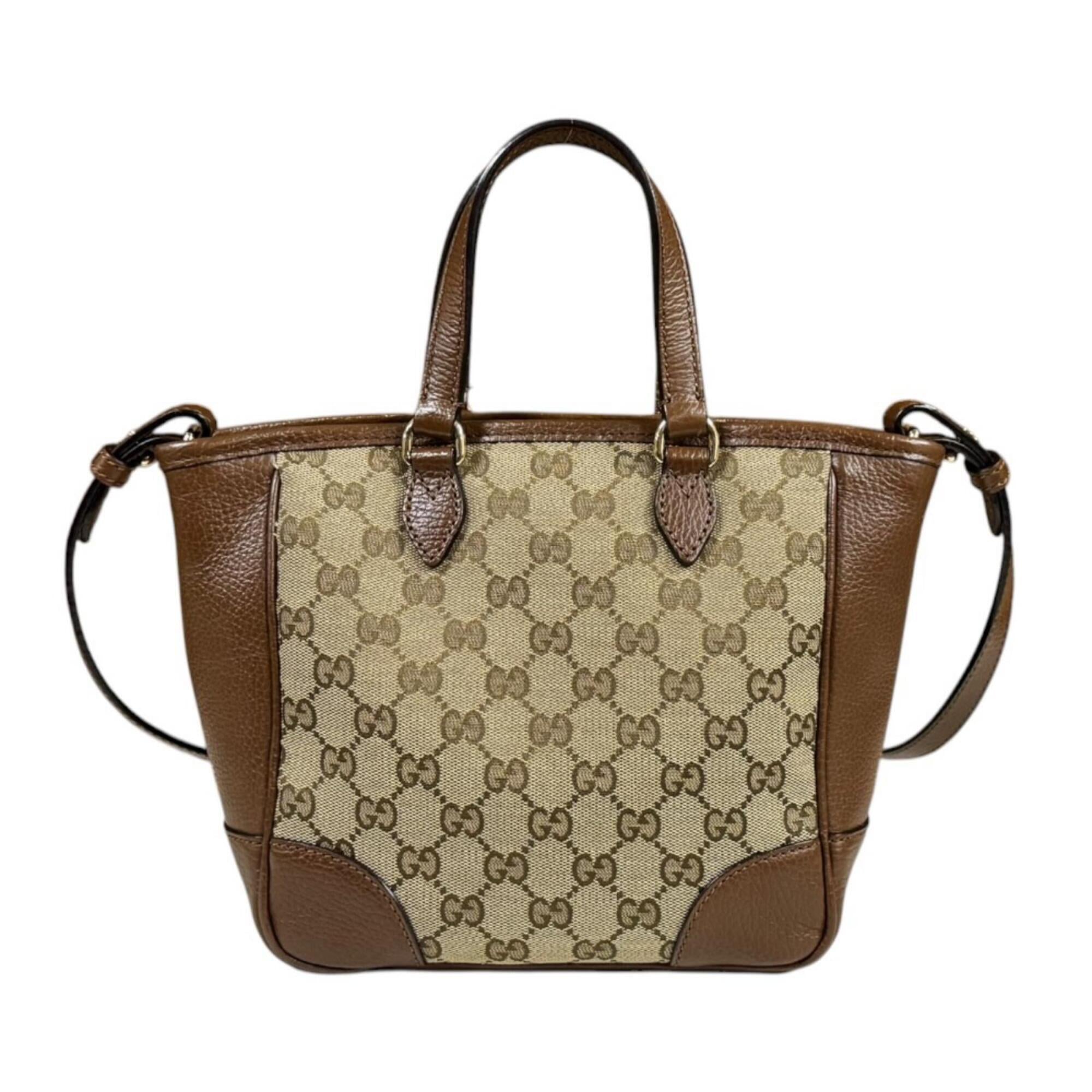 Gucci Gg Canvas Beige Brown Gg Canvas Handbag Shoulder Bag (Pre-Owned)