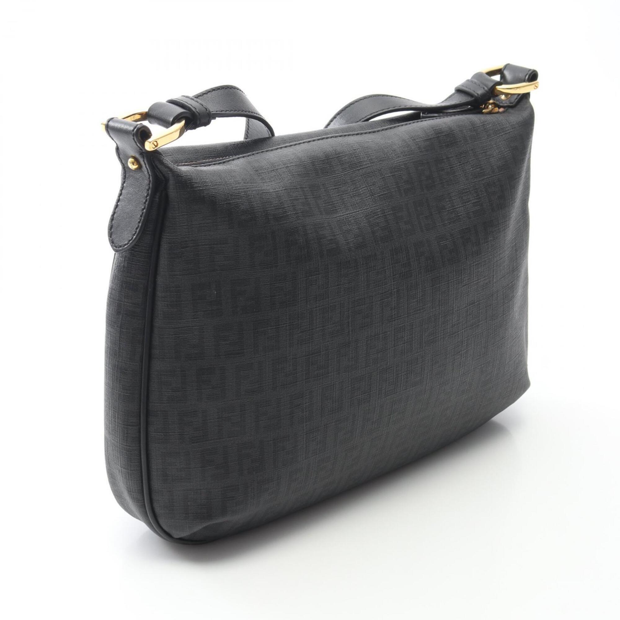 Fendi Black Coated Canvas Leather Shoulder Bag (Pre-Owned)