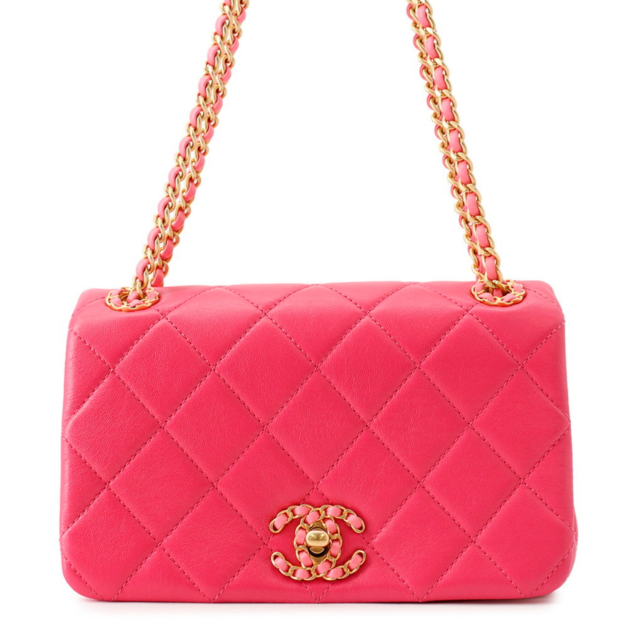 Chanel Matelasse Pink Leather Handbag Shoulder Bag (Pre-Owned)