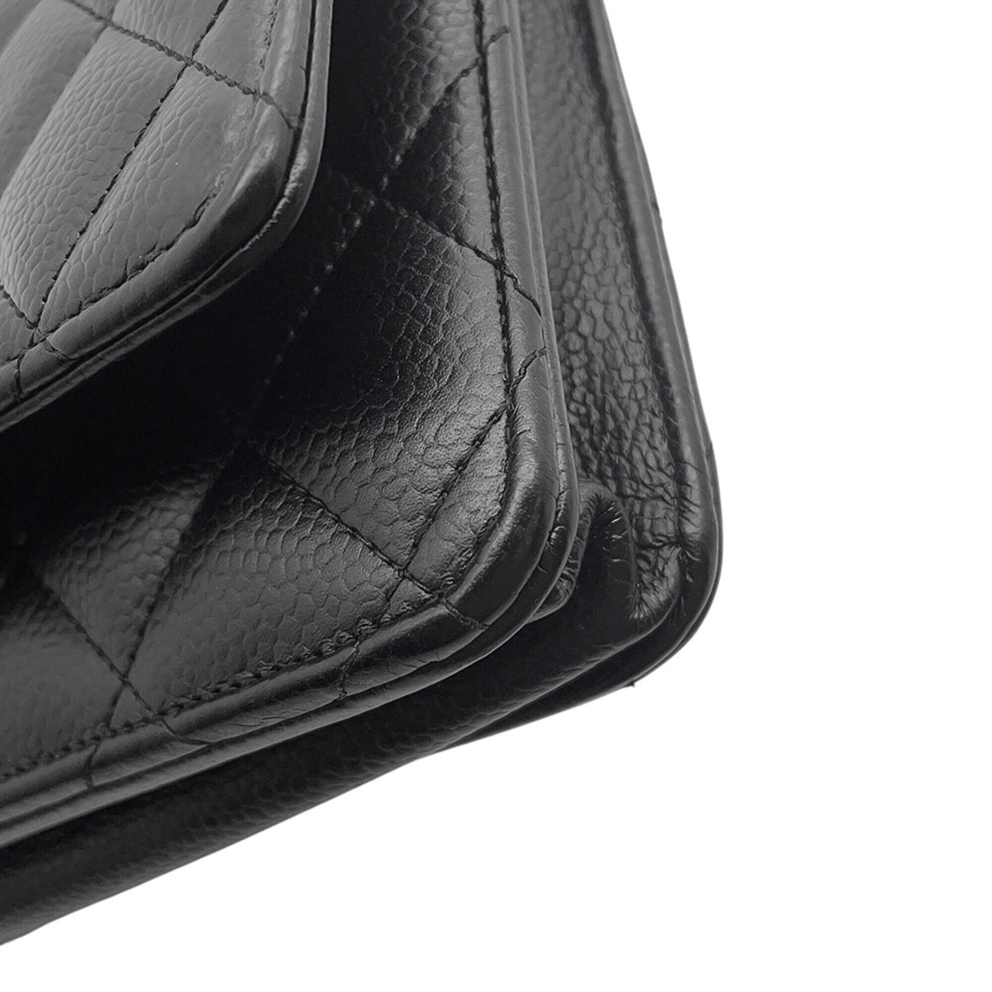 Chanel Black Grained Calfskin Chain/Shoulder Wallet (Pre-Owned)