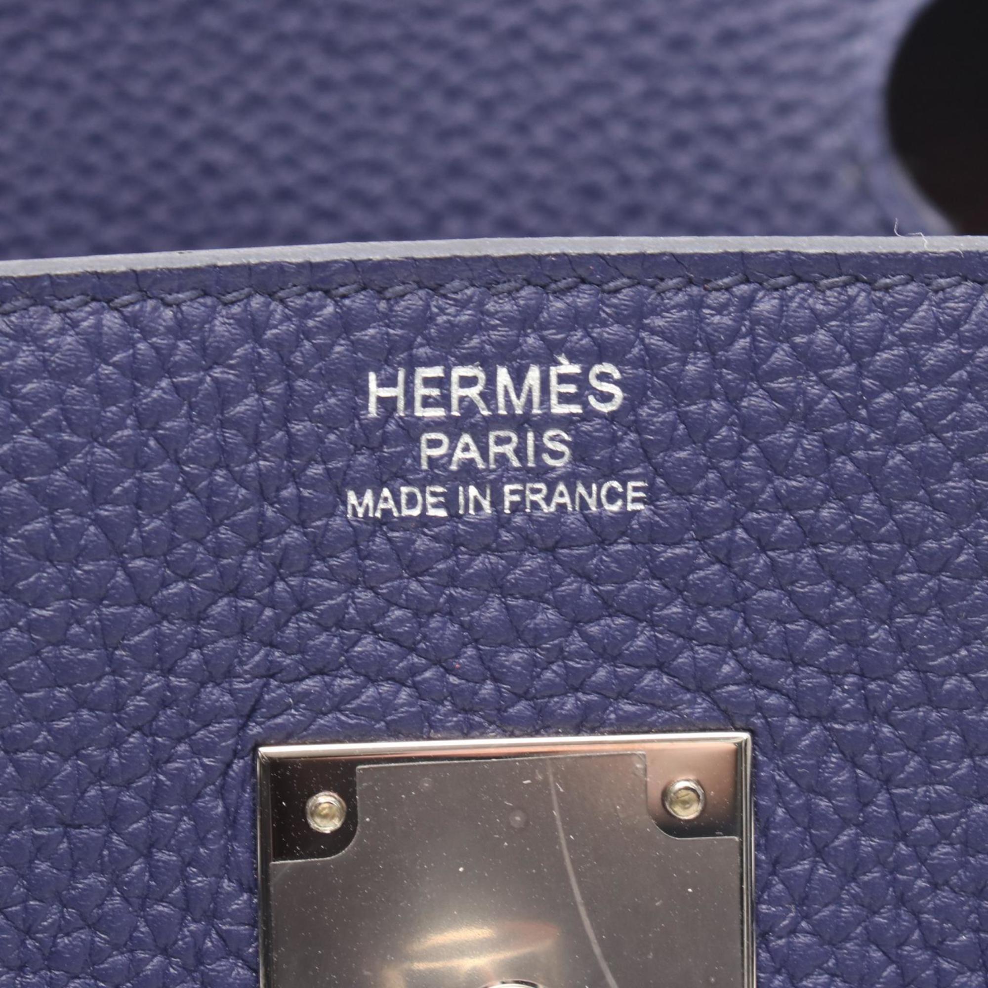 Hermes Blue Bordeaux Leather Handbag (Pre-Owned)