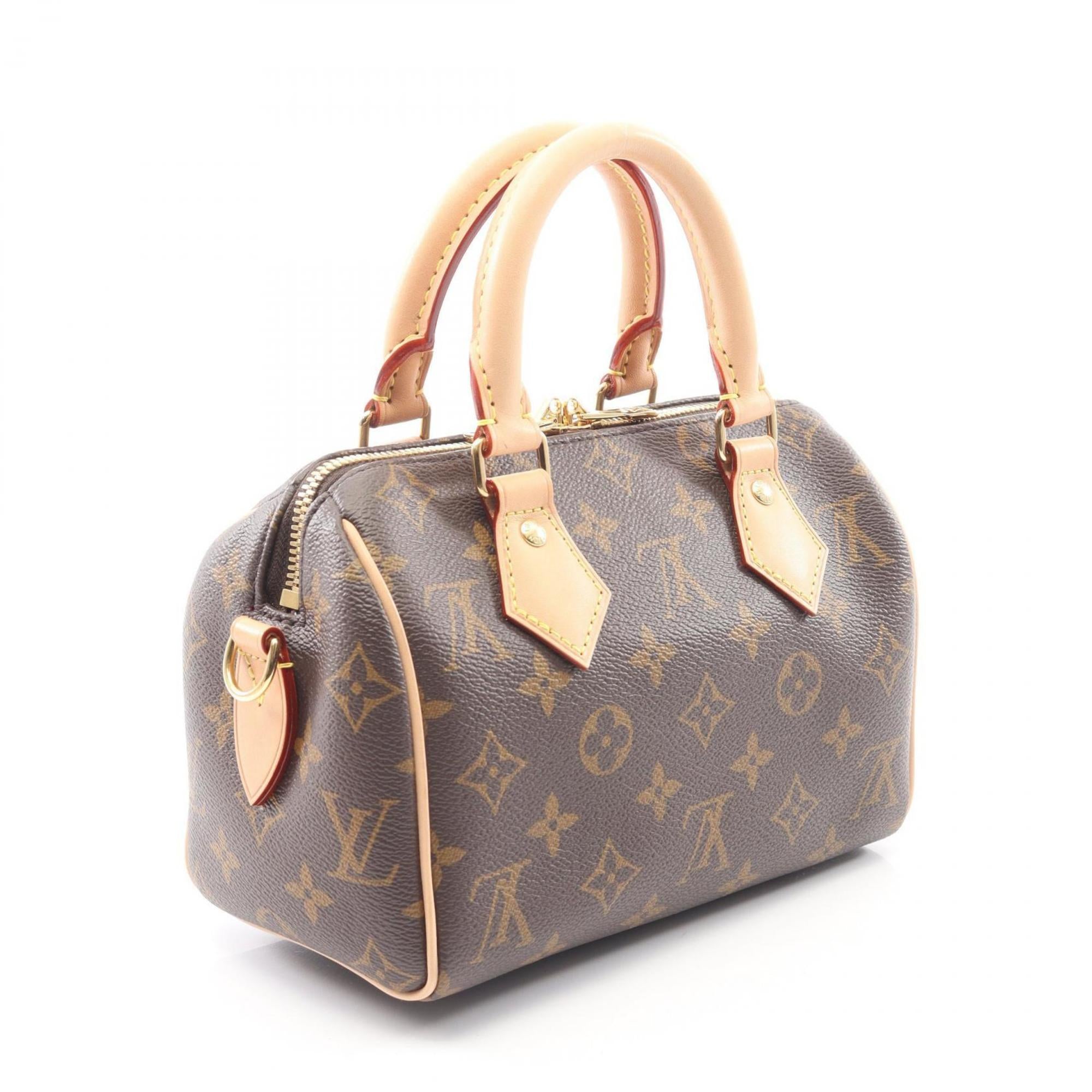 Louis Vuitton Beige Brown Monogram Coated Canvas Leather Handbag (Pre-Owned)
