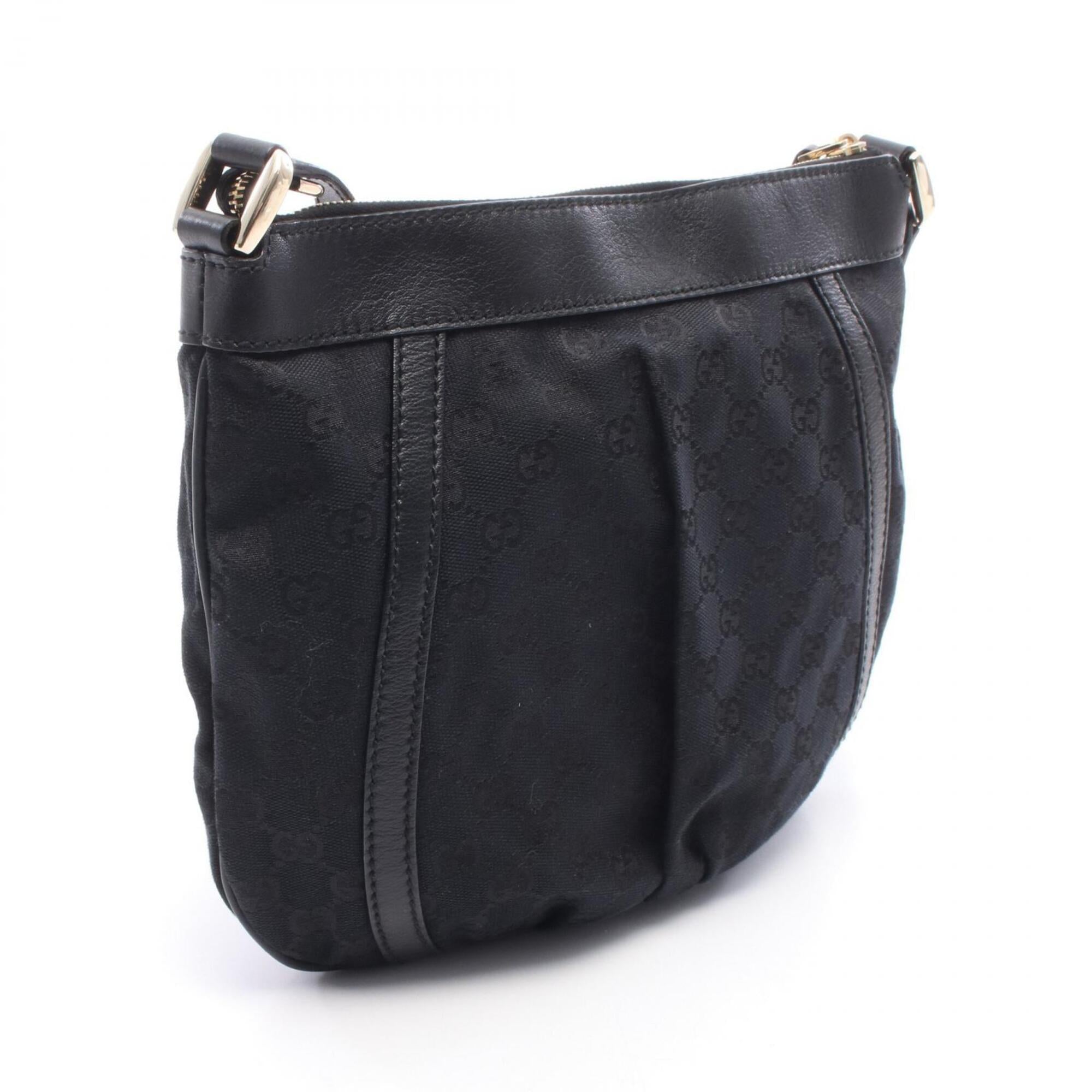 Gucci Black Canvas Leather Handbag Shoulder Bag (Pre-Owned)
