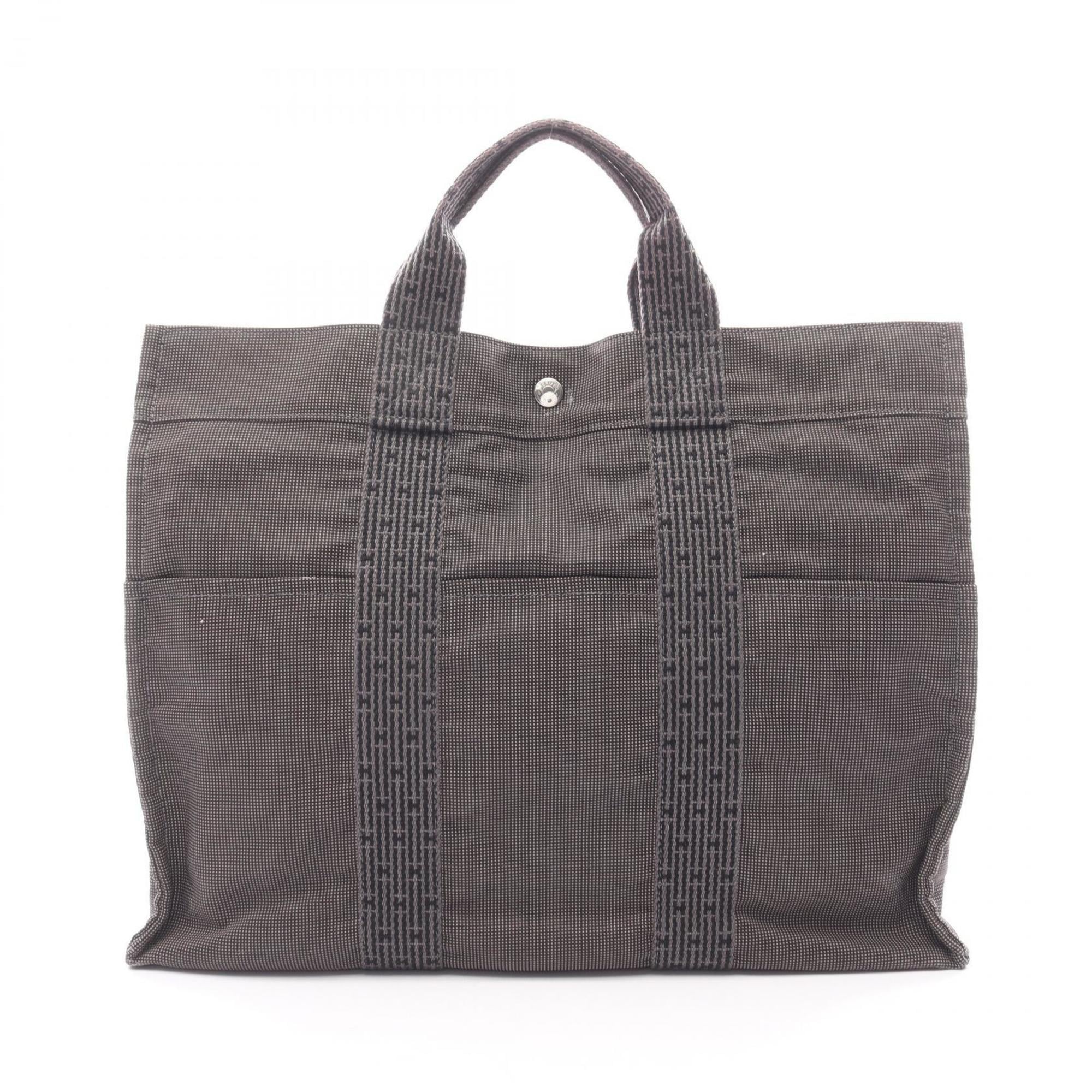 Hermes Gray Nylon Canvas Handbag Tote Bag (Pre-Owned)