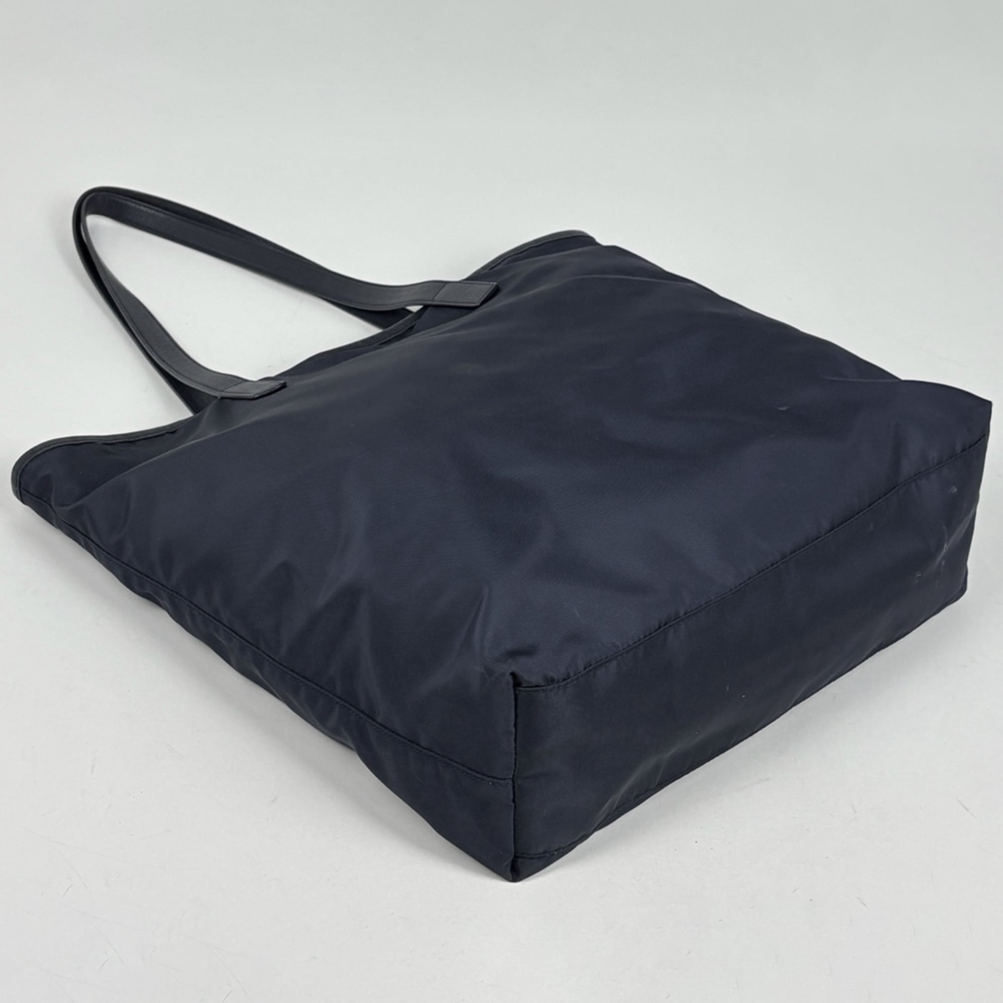 Prada Navy Nylon Leather Tote Bag (Pre-Owned)