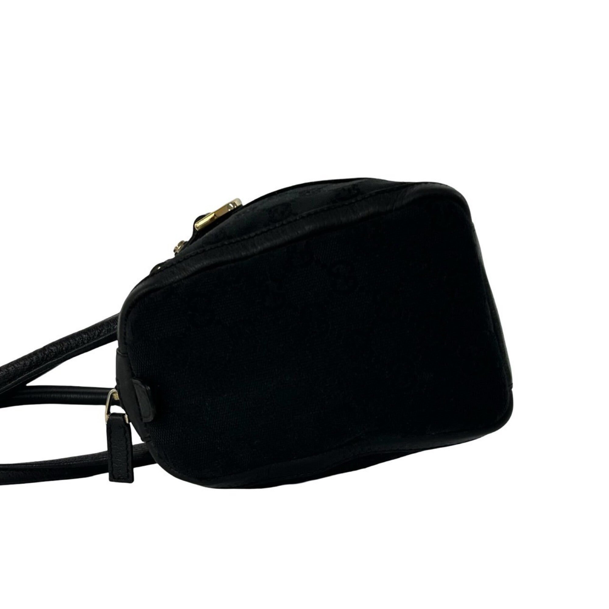 Gucci Black Canvas Leather Boston Bag Handbag Tote Bag (Pre-Owned)