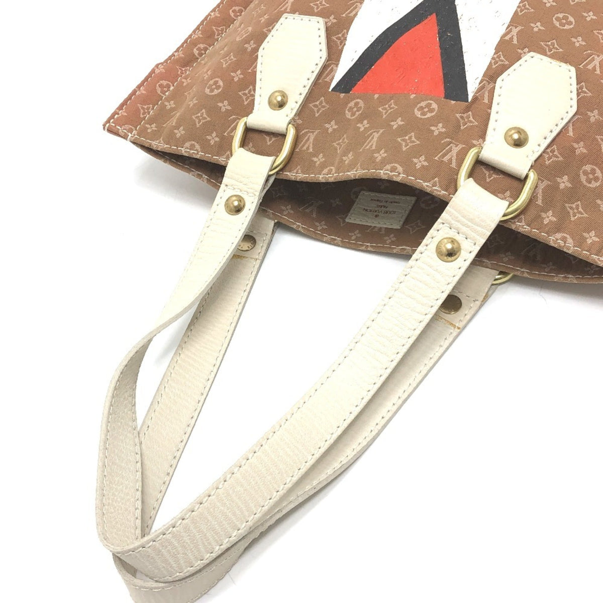 Louis Vuitton Beige Canvas Leather Shoulder Bag Tote Bag (Pre-Owned)