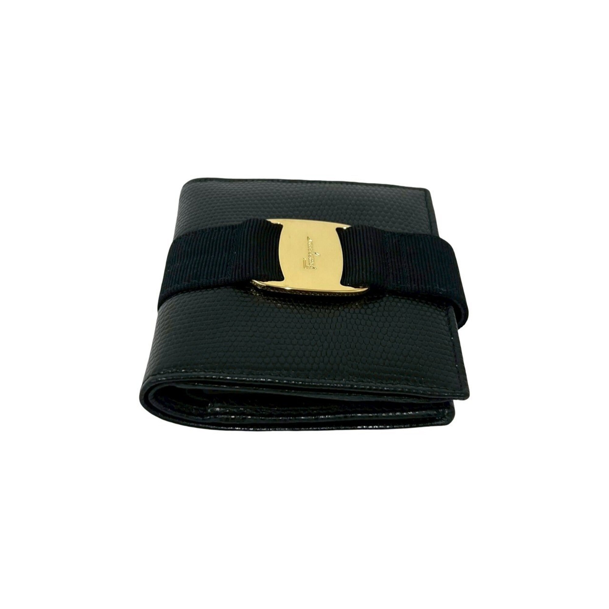 Salvatore Ferragamo Black Leather Wallet (Bi-Fold) (Pre-Owned)