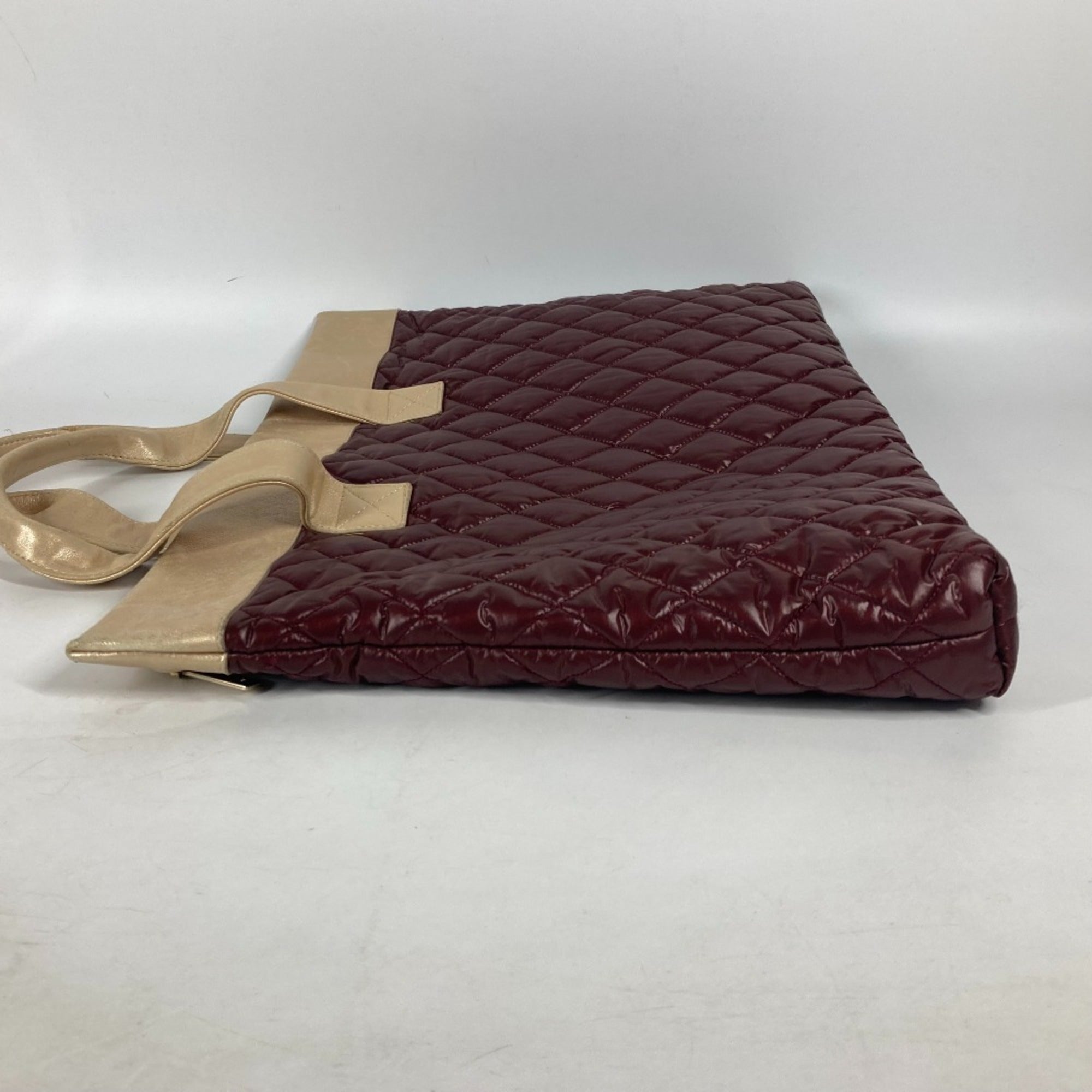 Chanel Coco Cocoon Beige Wine Nylon Leather Shoulder Bag Tote Bag (Pre-Owned)