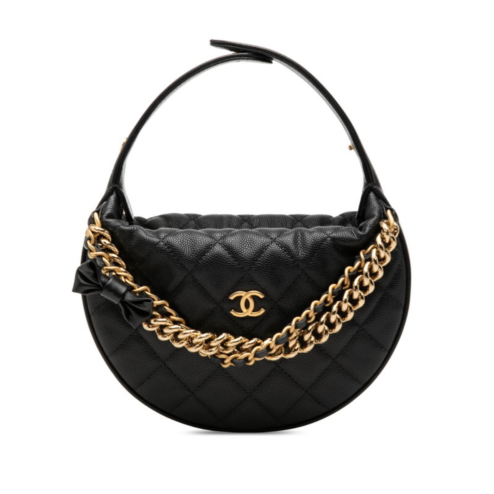 Chanel Black Grained Calfskin Handbag (Pre-Owned)