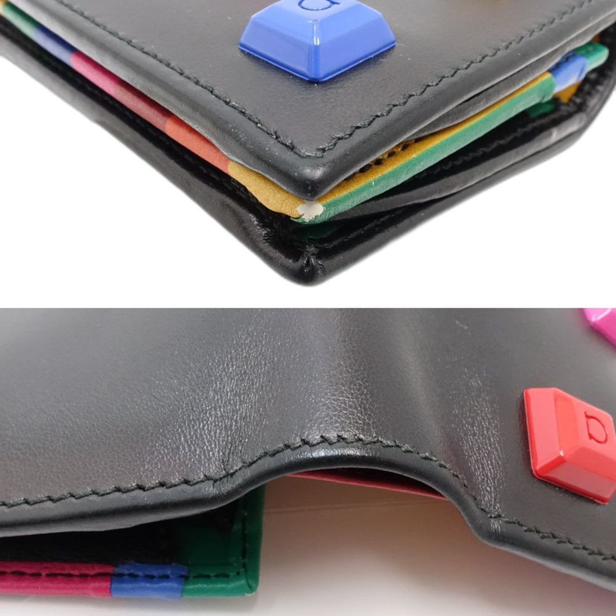 Salvatore Ferragamo Black Multi-Color Leather Wallet (Bi-Fold) (Pre-Owned)