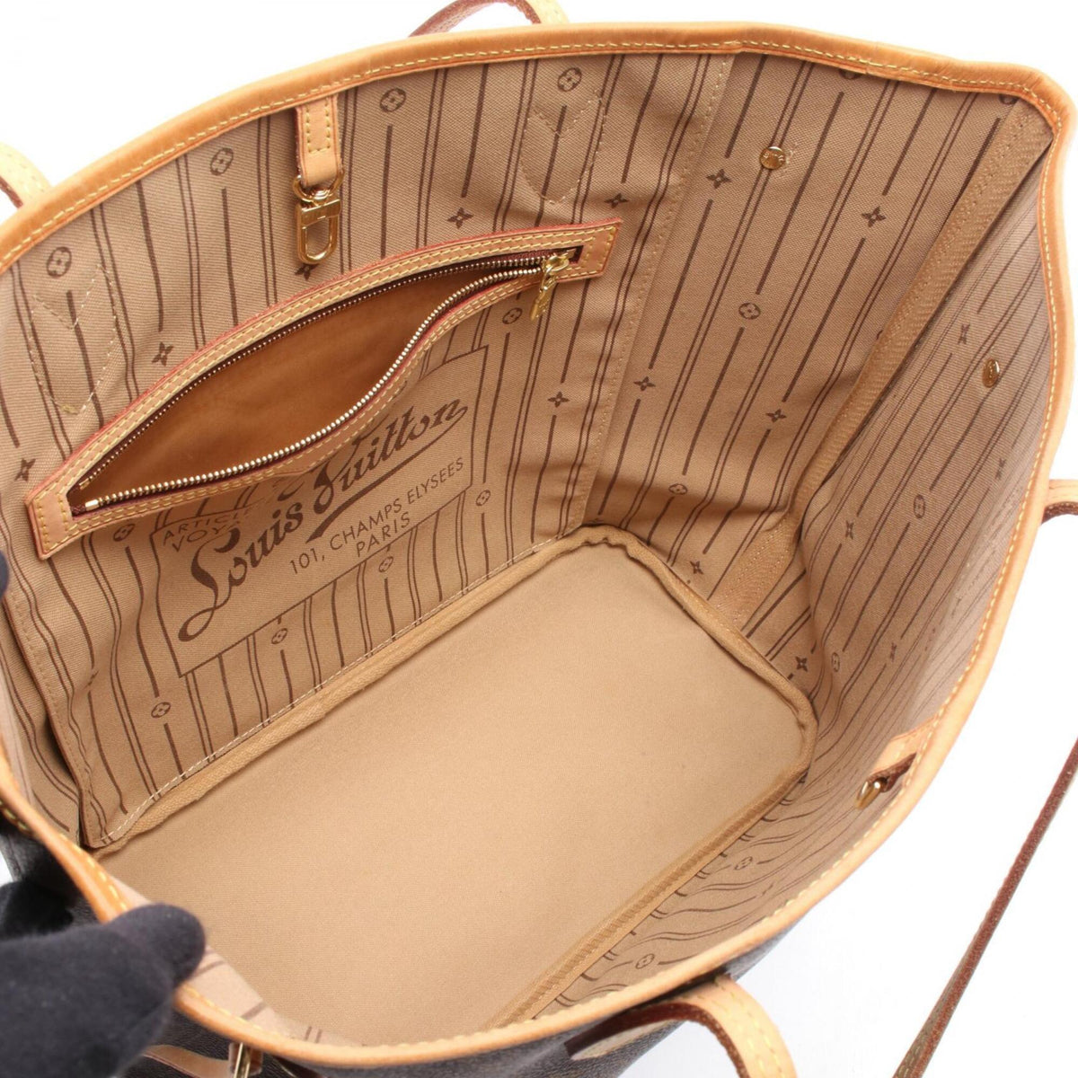 Louis Vuitton Brown Coated Canvas Monogram Leather Handbag Tote Bag (Pre-Owned)