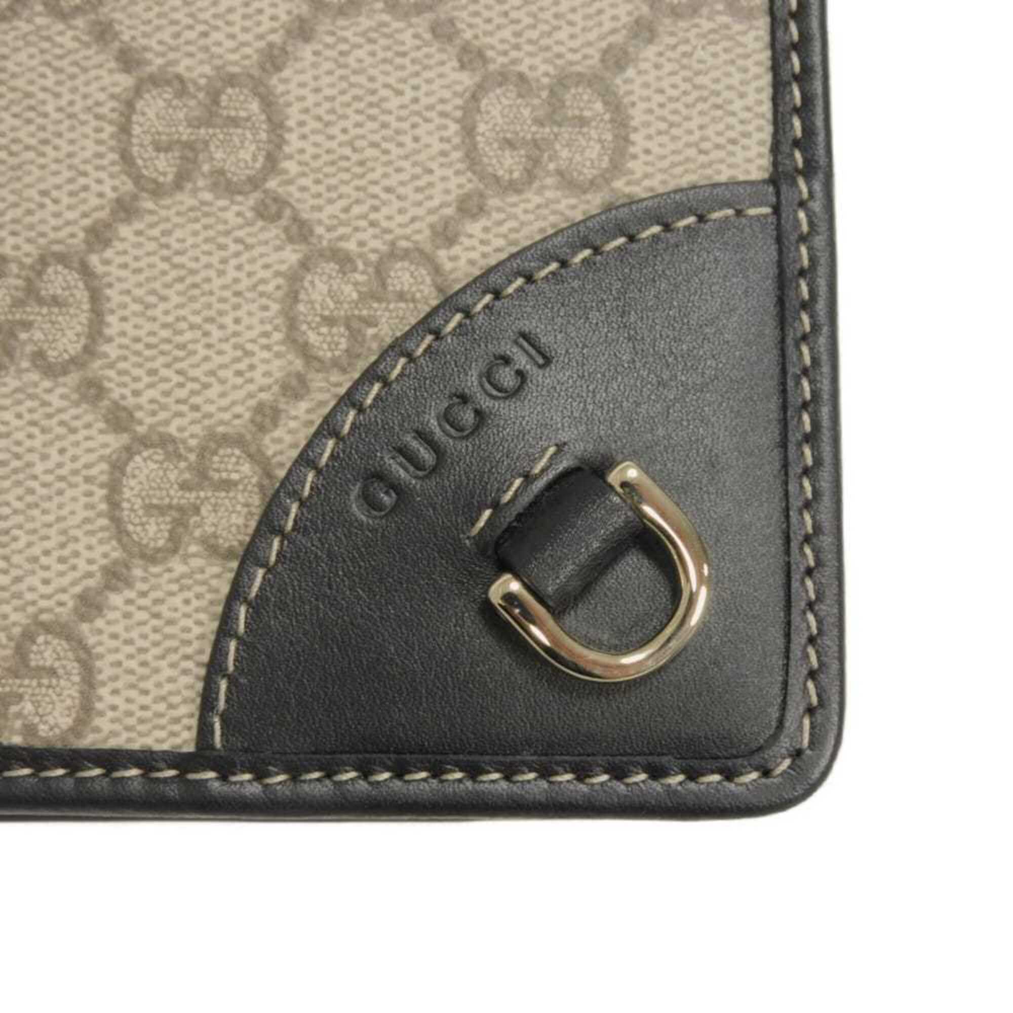 Gucci Beige Black Gg Supreme Leather Shoulder Bag (Pre-Owned)