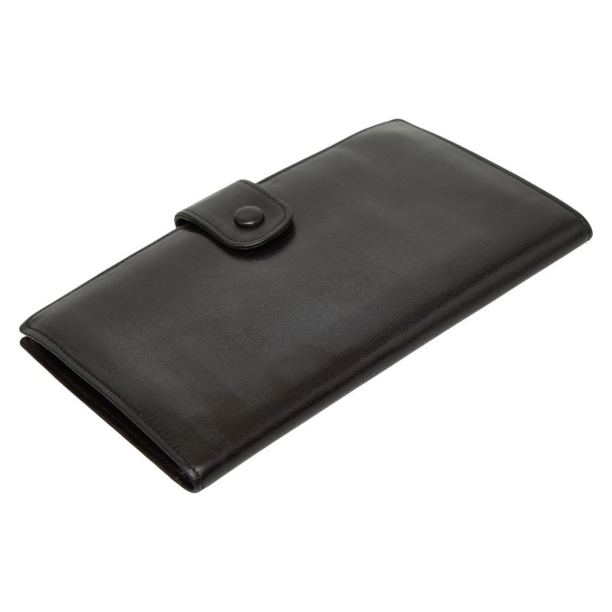 Chanel Black Leather Long Wallet (Bi-Fold) (Pre-Owned)