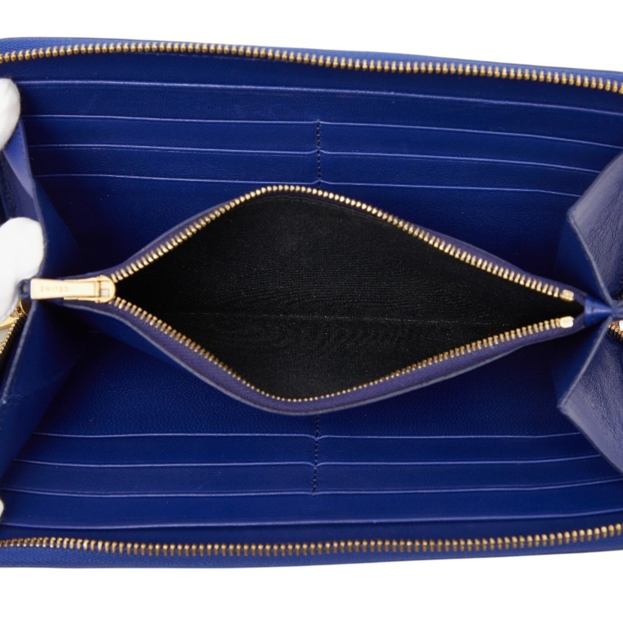 Celine Brown Navy Leather Long Wallet (Bi-Fold) (Pre-Owned)