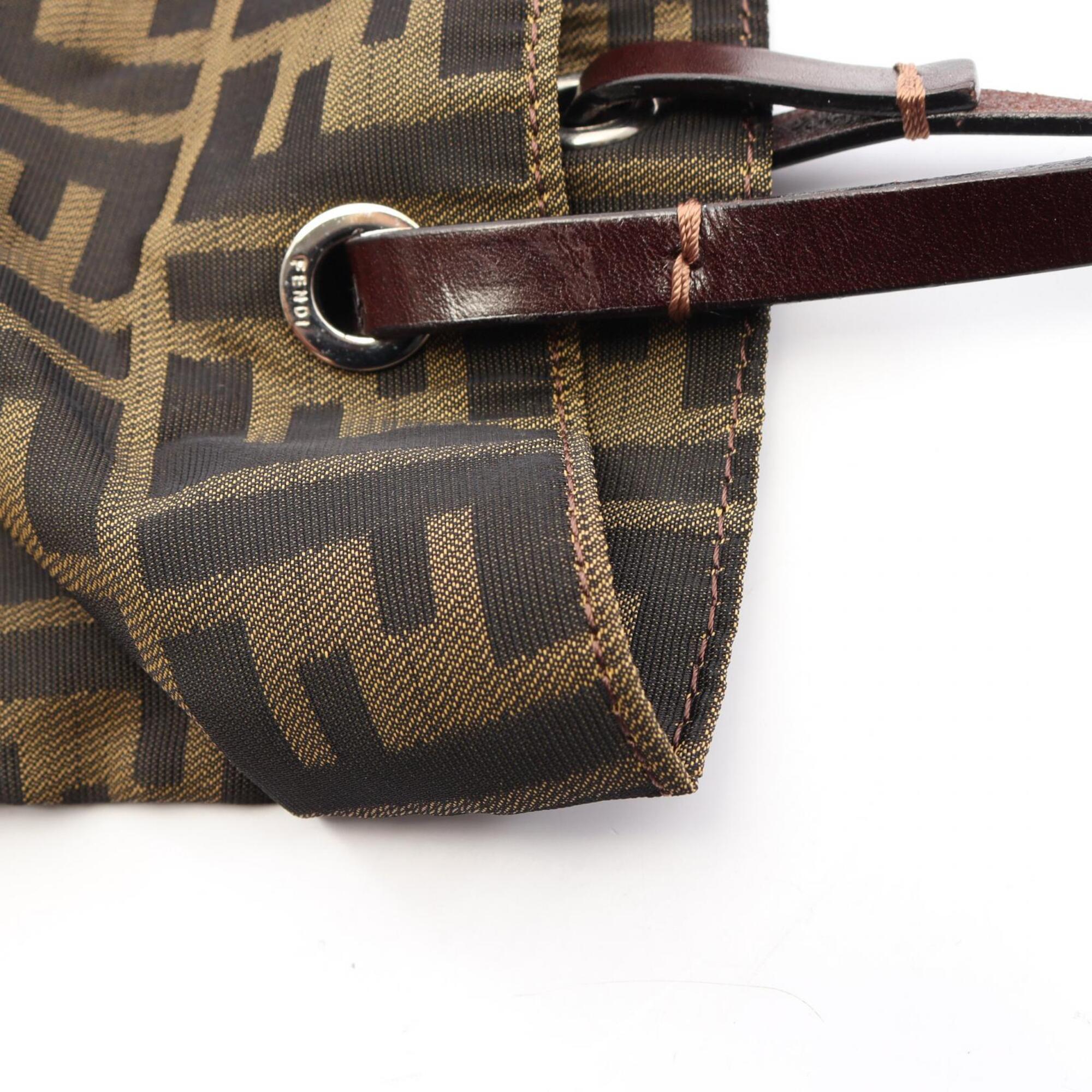 Fendi Brown Canvas Leather Handbag Tote Bag (Pre-Owned)