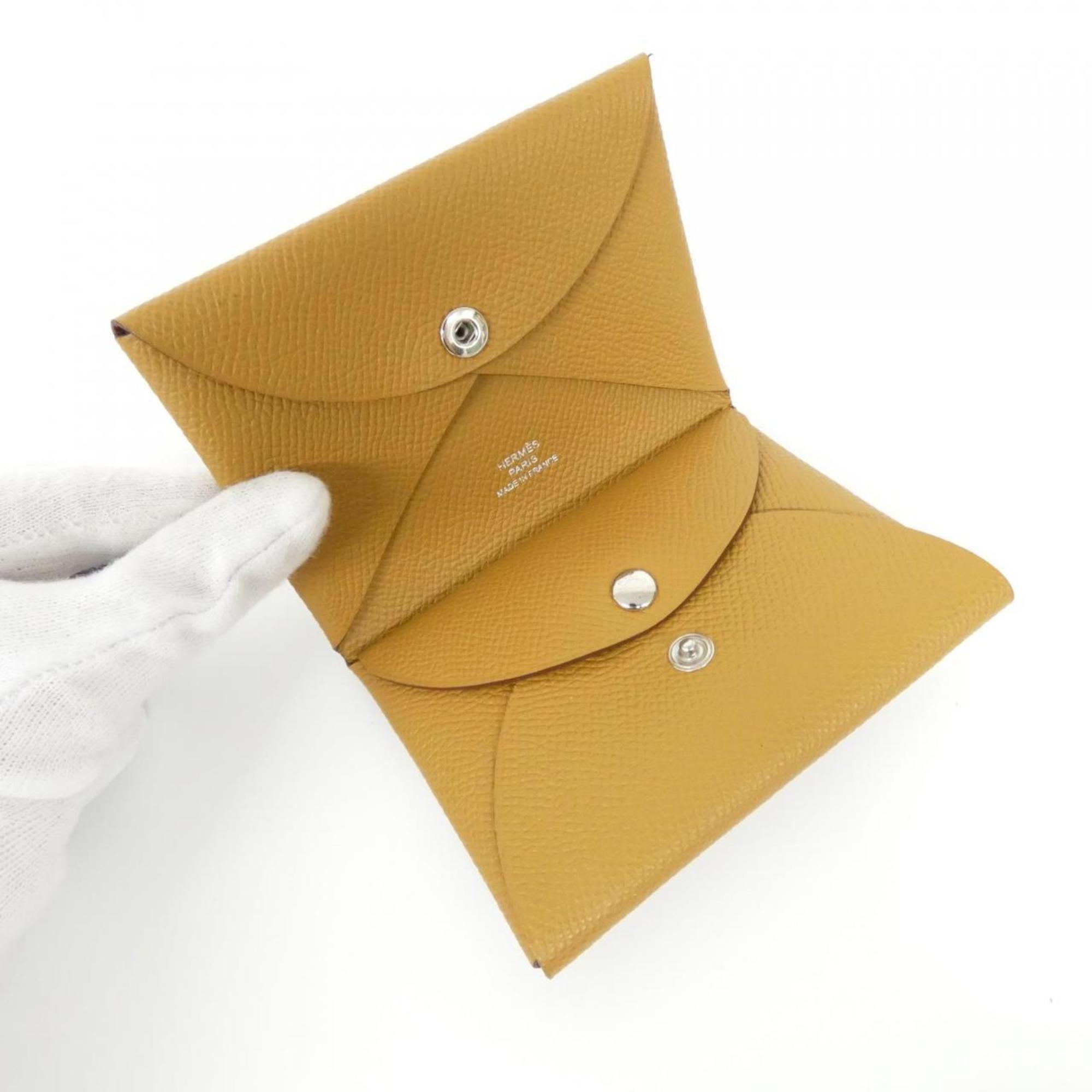 Hermes Beige Brown Brown Epsom Leather Coin Purse/Coin Case (Pre-Owned)