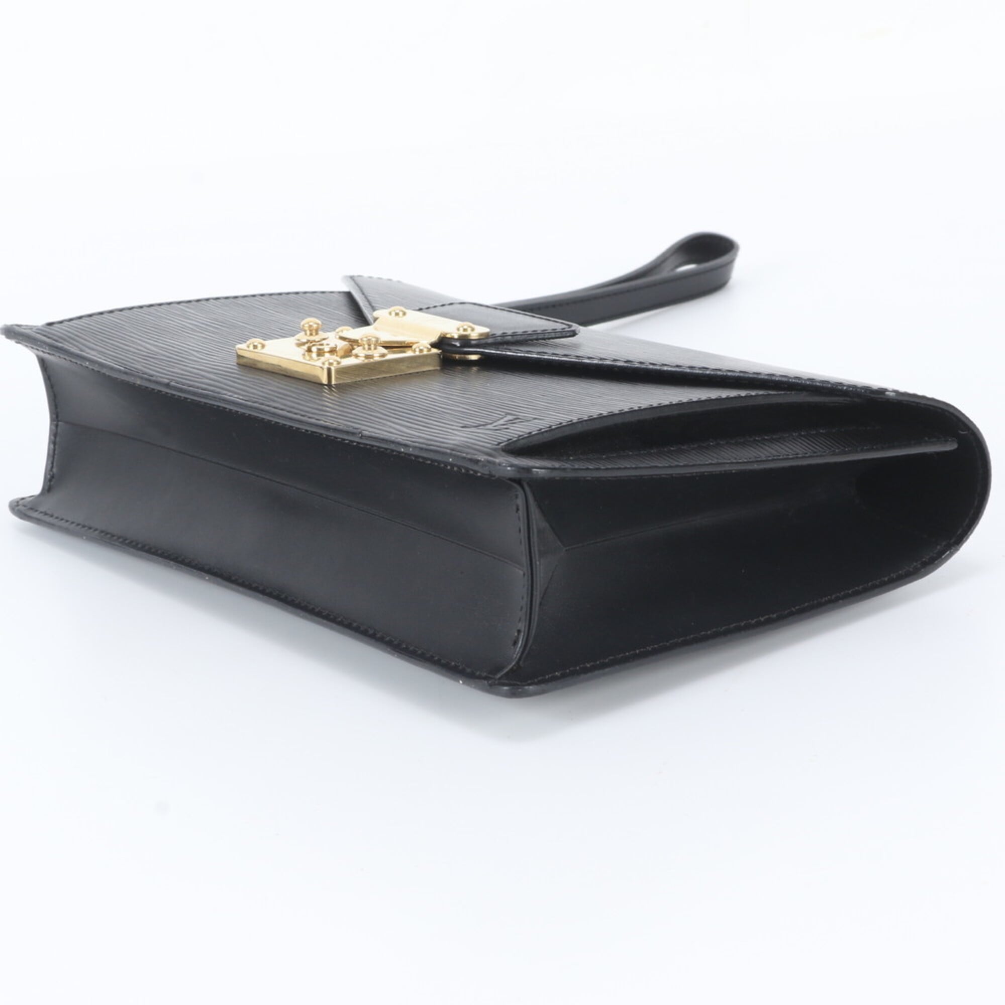 Louis Vuitton Noir Leather Clutch Bag Pochette Pouch (Pre-Owned)