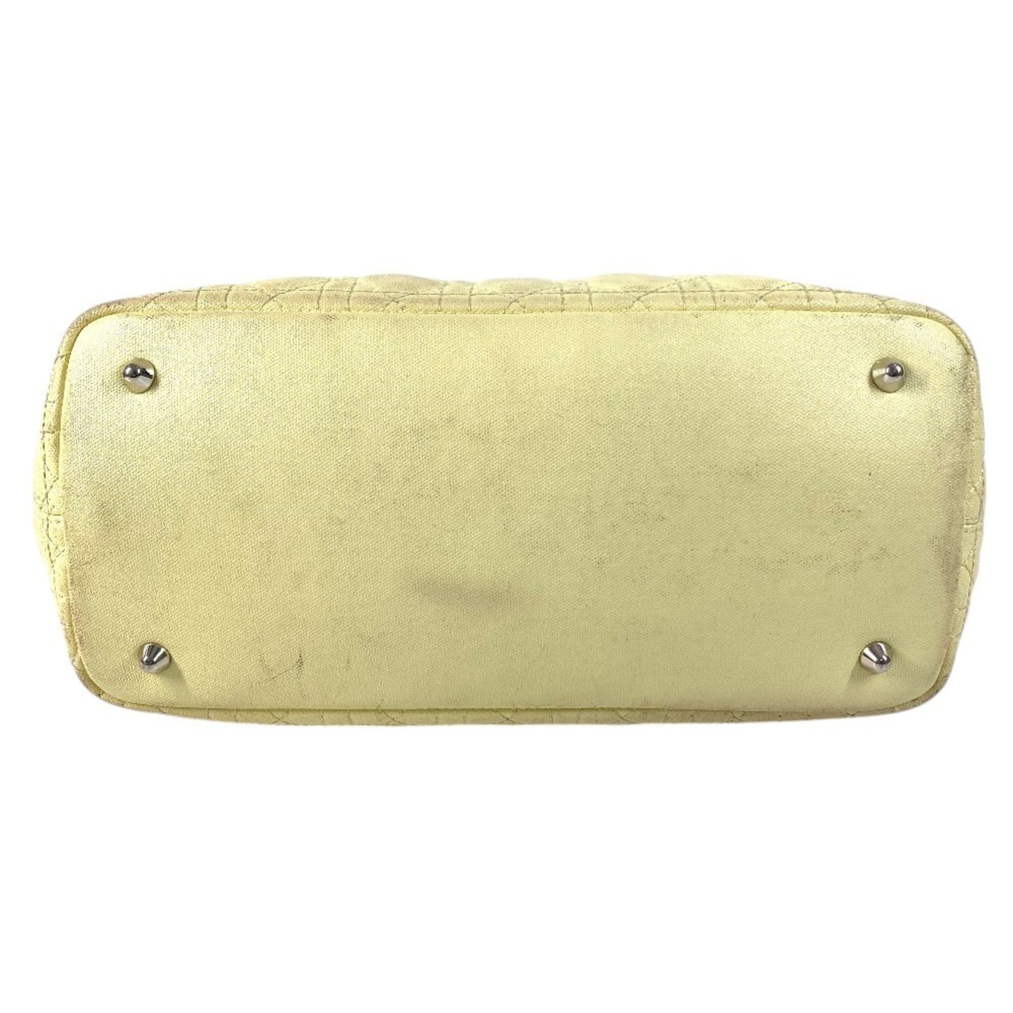 Christian Dior Yellow Leather Coated Canvas Shoulder Bag Tote Bag (Pre-Owned)