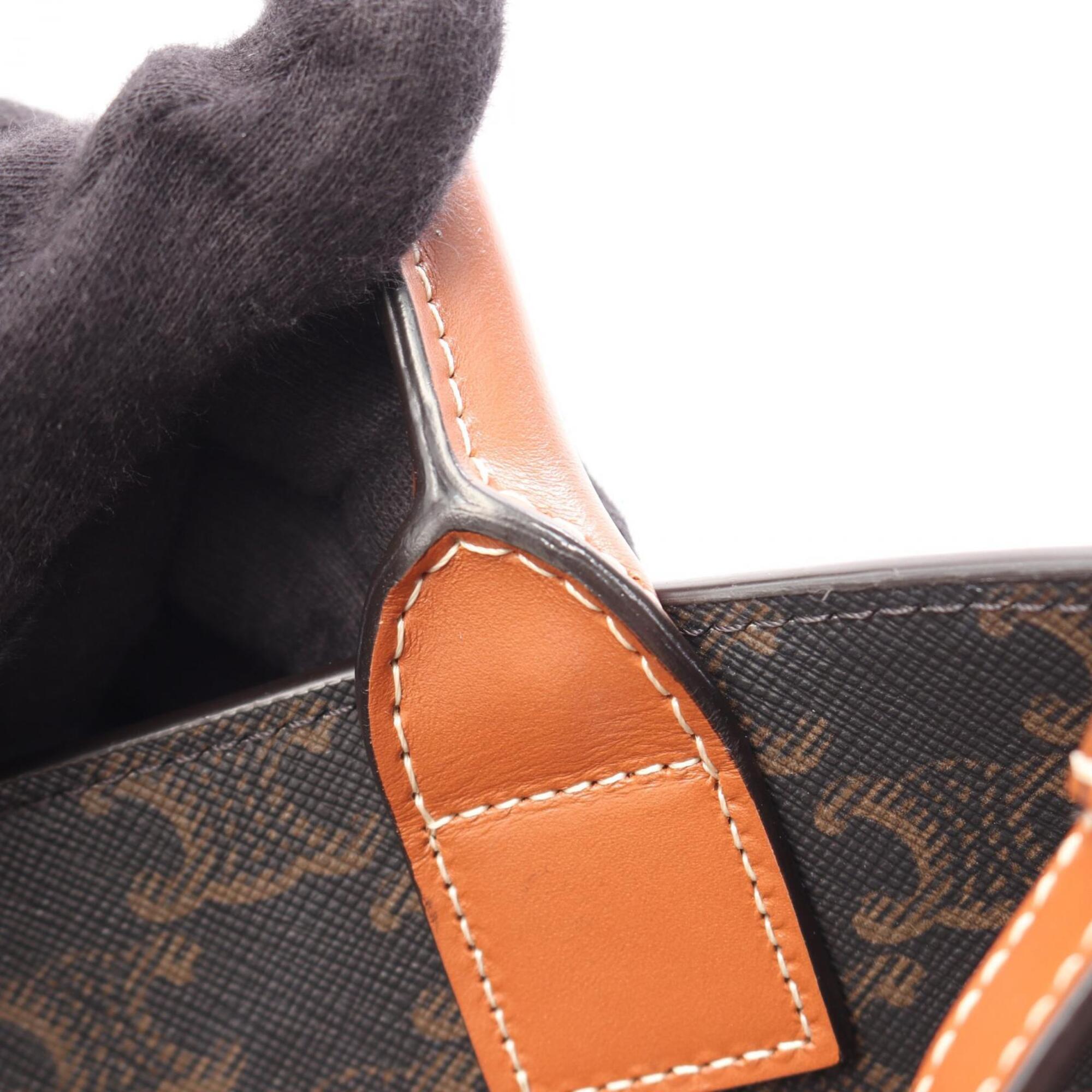 Celine Black Brown Coated Canvas Leather Handbag Tote Bag (Pre-Owned)