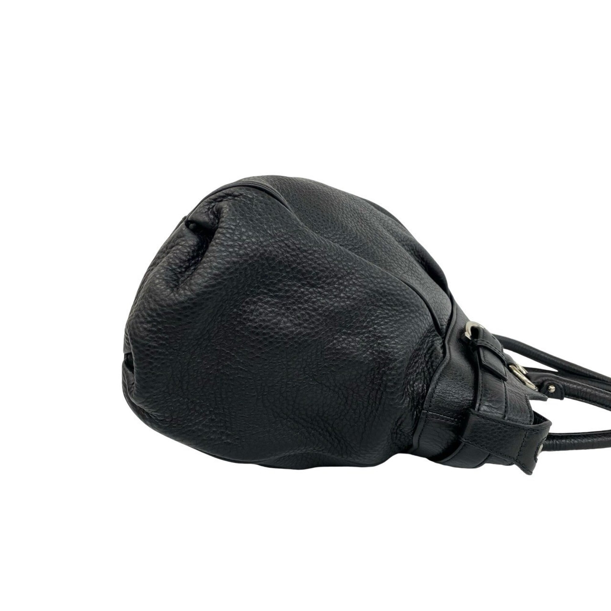Salvatore Ferragamo Black Leather Handbag Tote Bag (Pre-Owned)