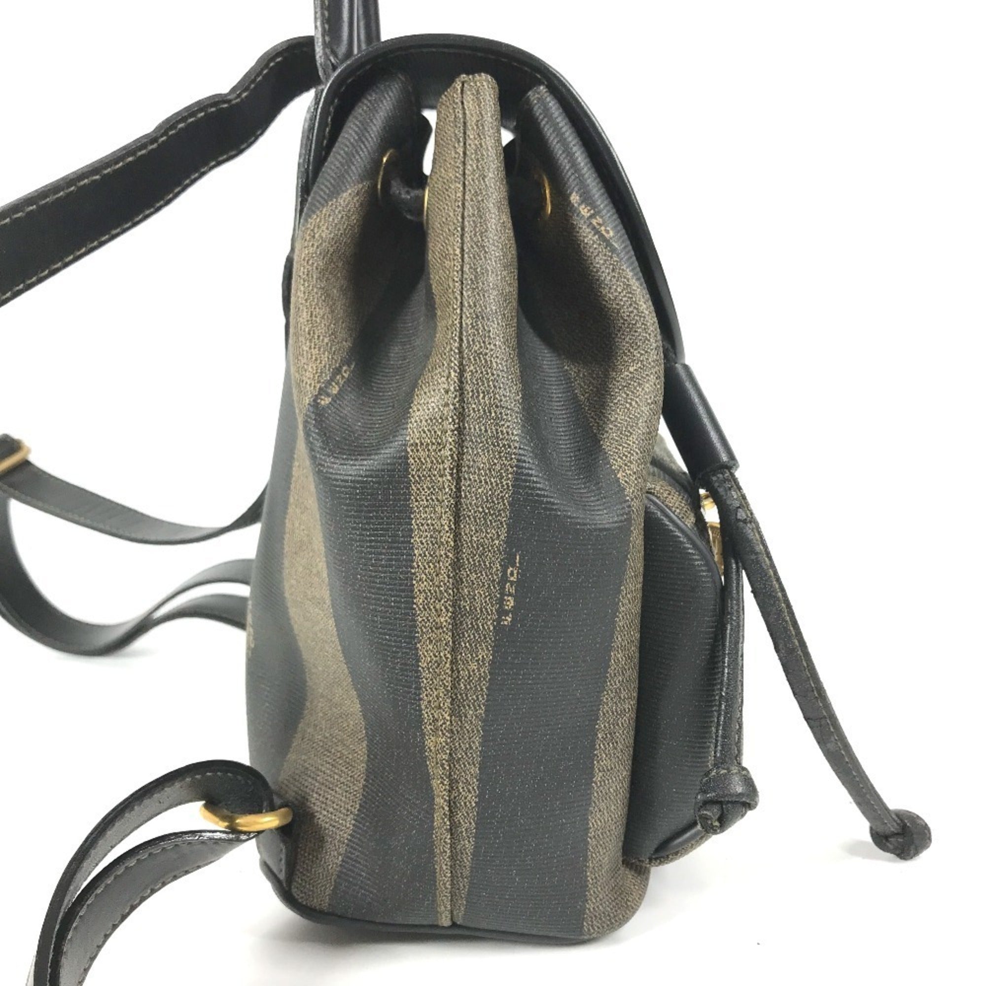 Fendi Black Khaki Pvc Leather Backpack (Pre-Owned)