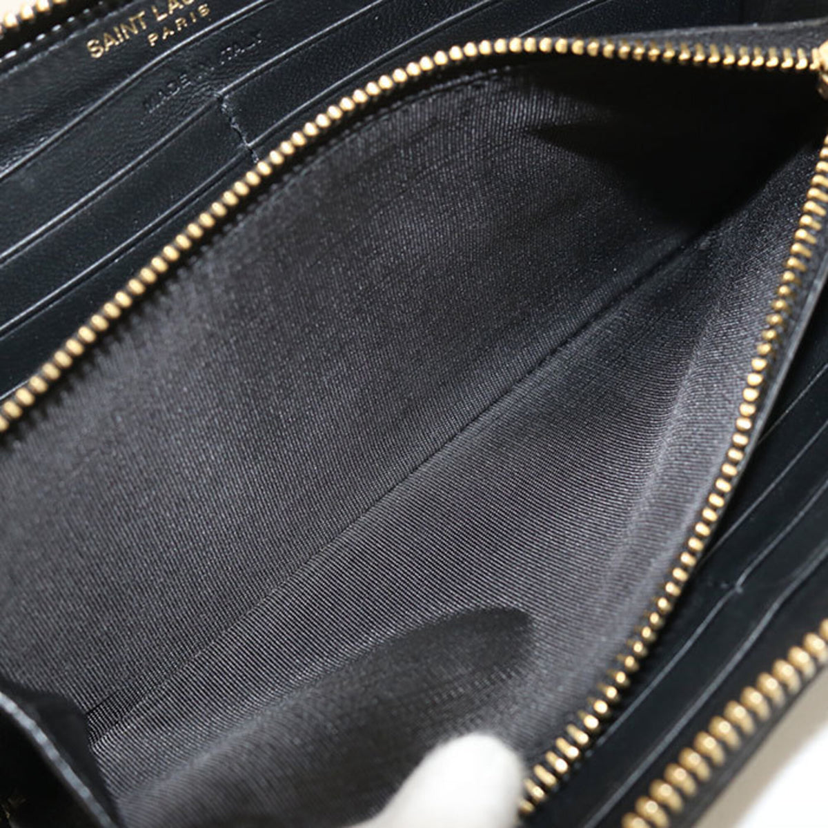 Saint Laurent Black Leather Long Wallet (Bi-Fold) (Pre-Owned)