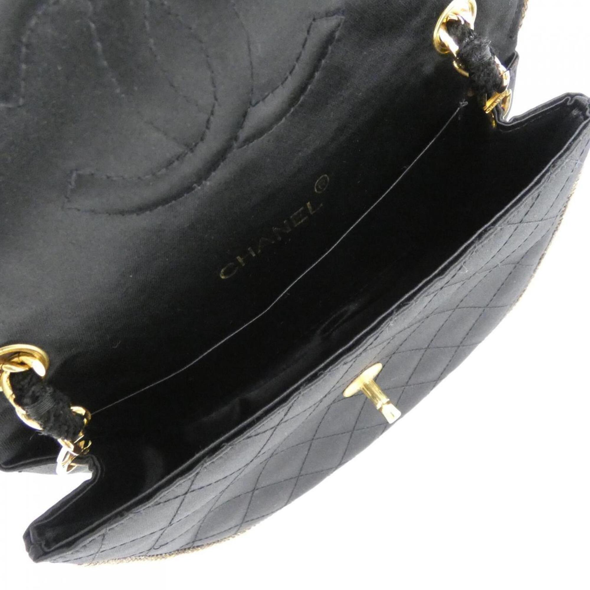 Chanel Black Satin Shoulder Bag (Pre-Owned)