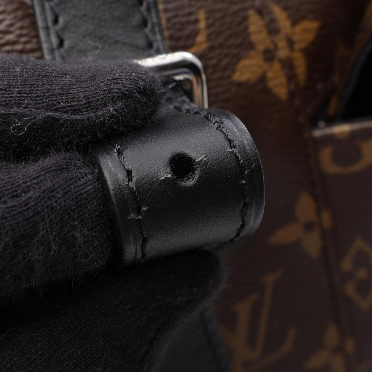 Louis Vuitton Black Brown Coated Canvas Leather Backpack Handbag (Pre-Owned)