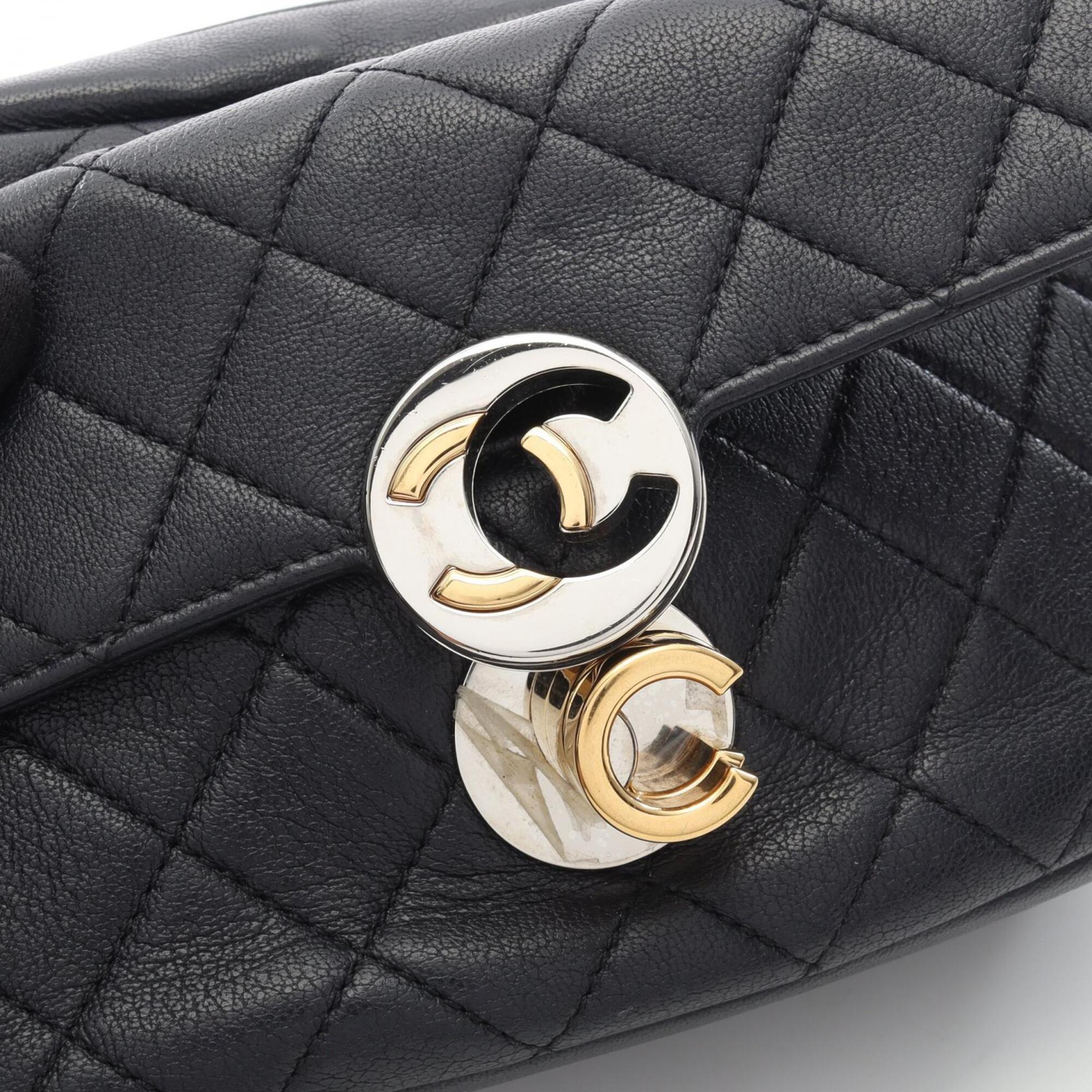 Chanel Navy Leather Handbag Shoulder Bag (Pre-Owned)