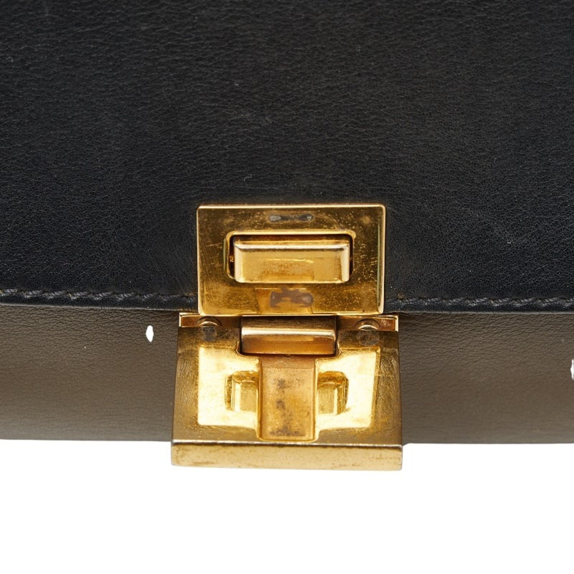 Celine Black Brown Leather Suede Handbag Shoulder Bag (Pre-Owned)