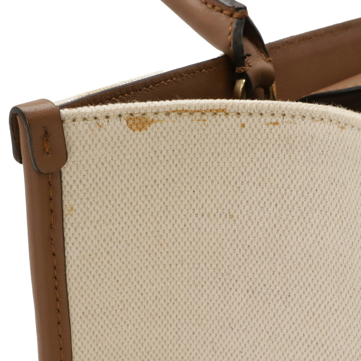 Jimmy Choo Beige Brown Canvas Leather Shoulder Bag Tote Bag (Pre-Owned)