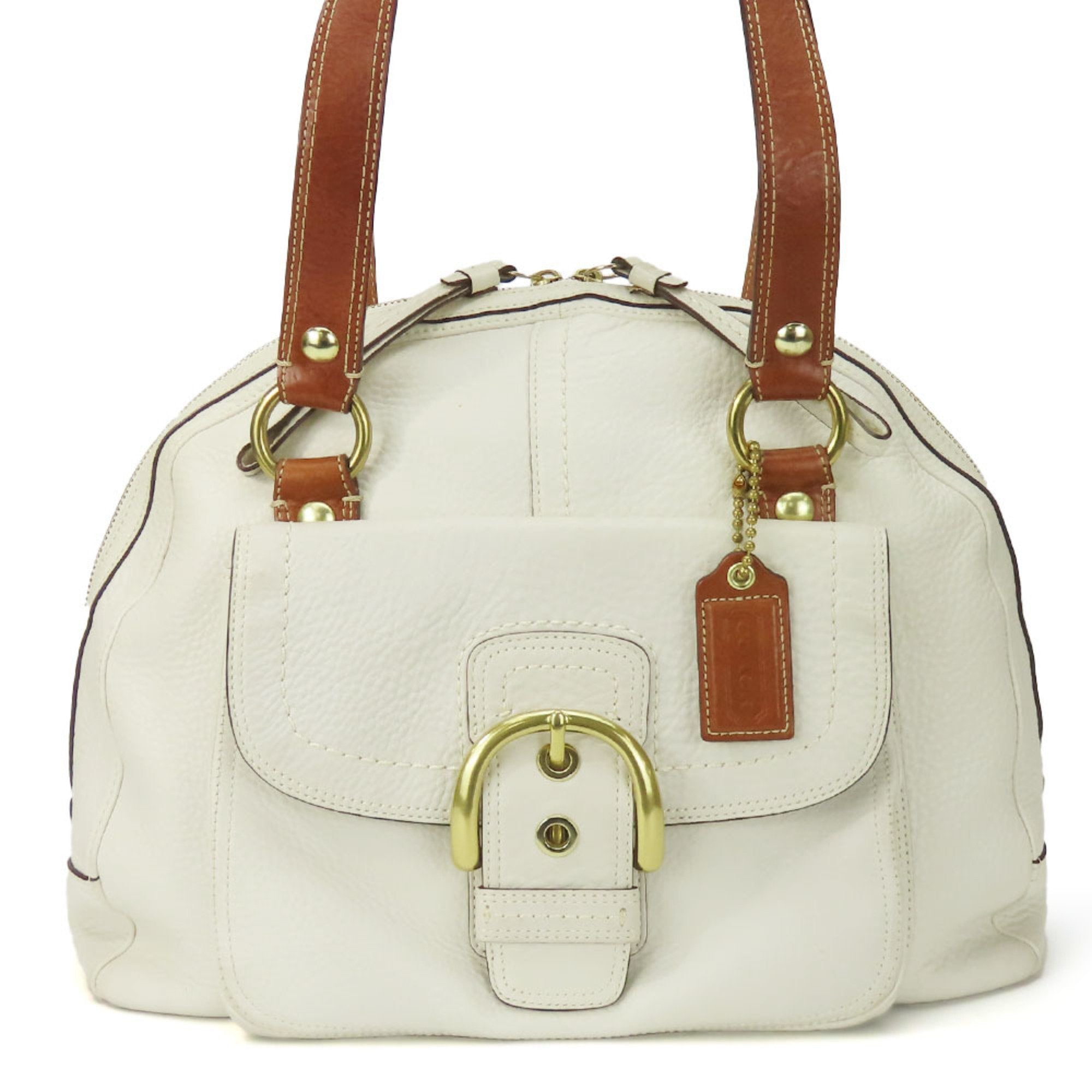 Coach Brown White Leather Tote Bag (Pre-Owned)