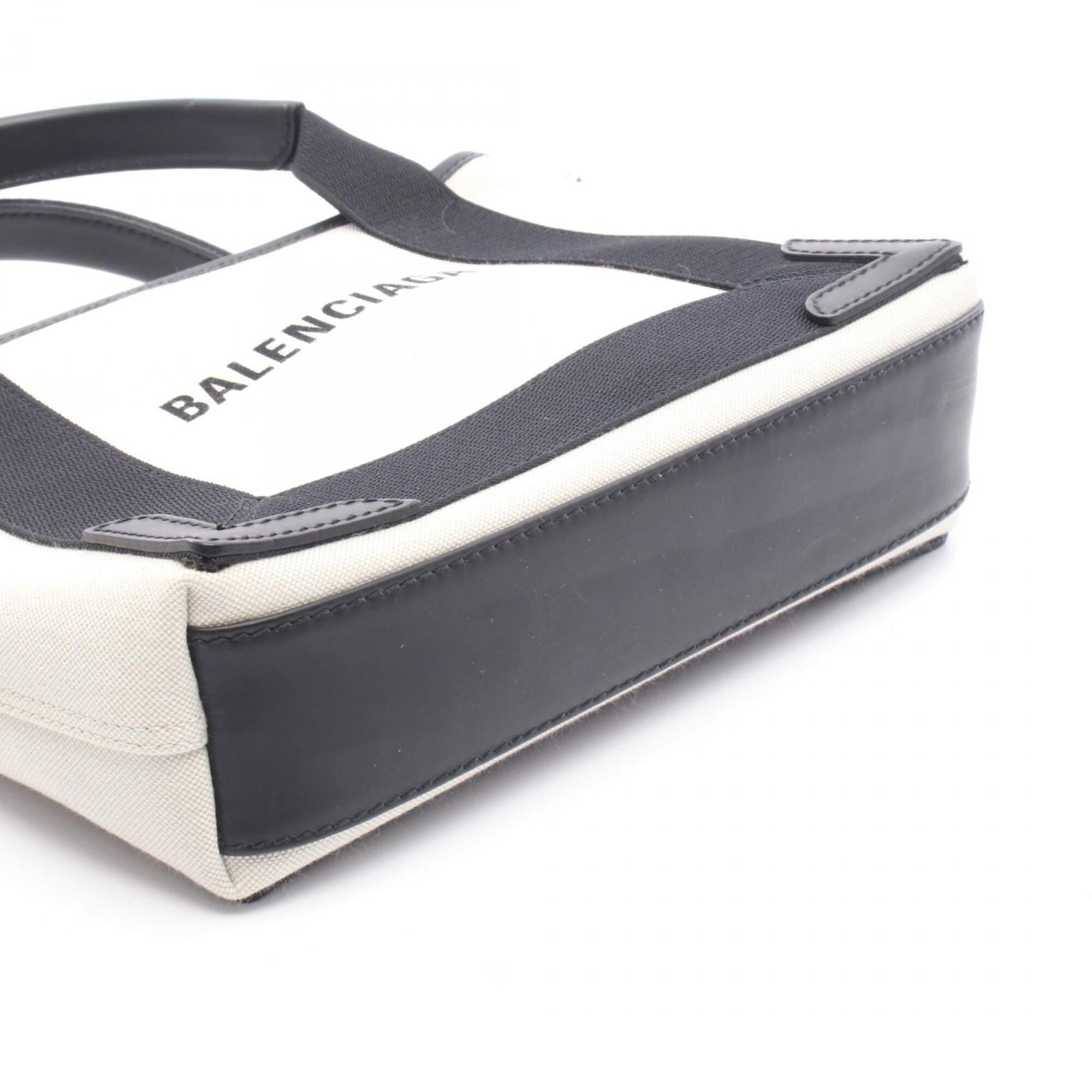 Balenciaga Black Ivory Canvas Leather Handbag (Pre-Owned)