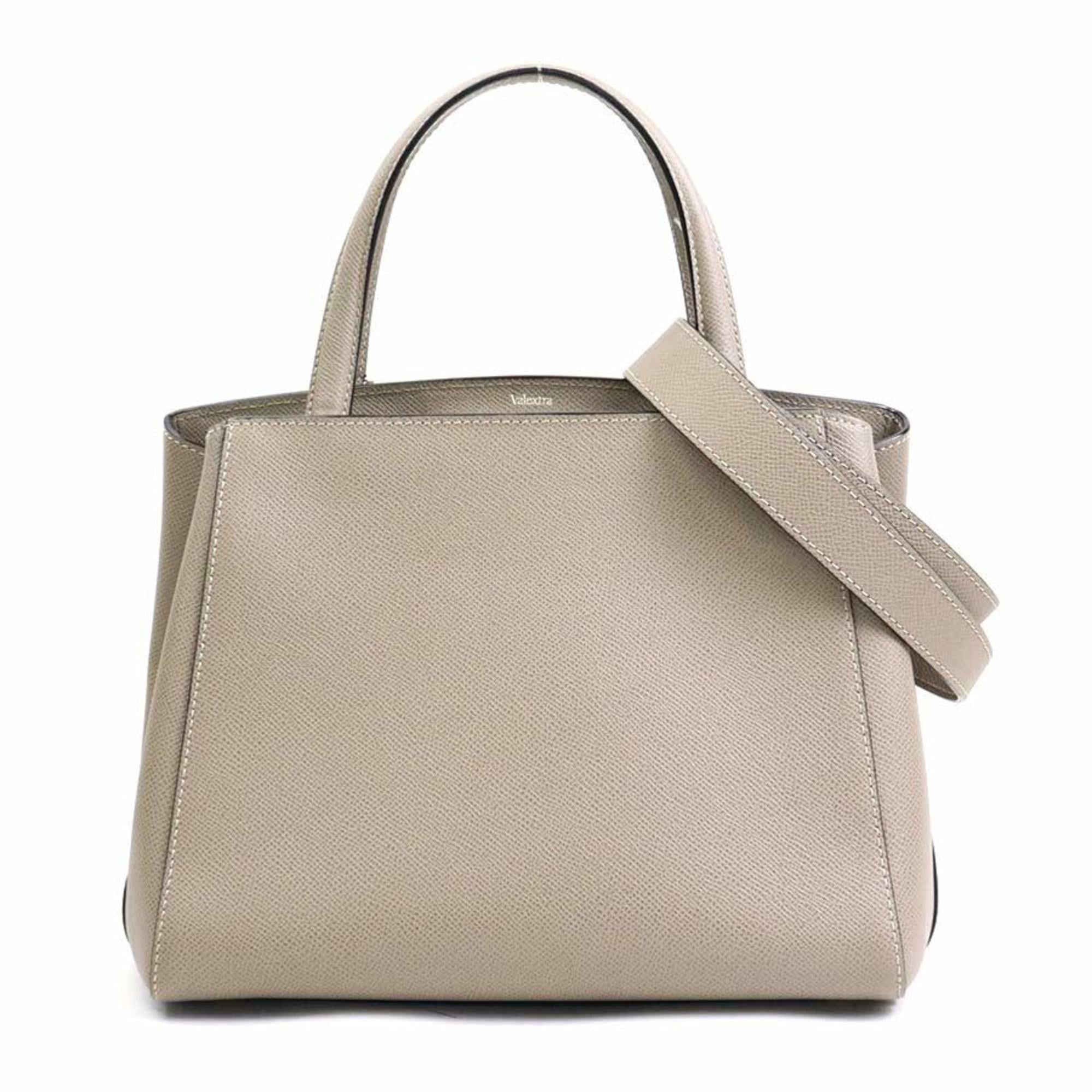 Valextra Grayish Leather Handbag Shoulder Bag (Pre-Owned)