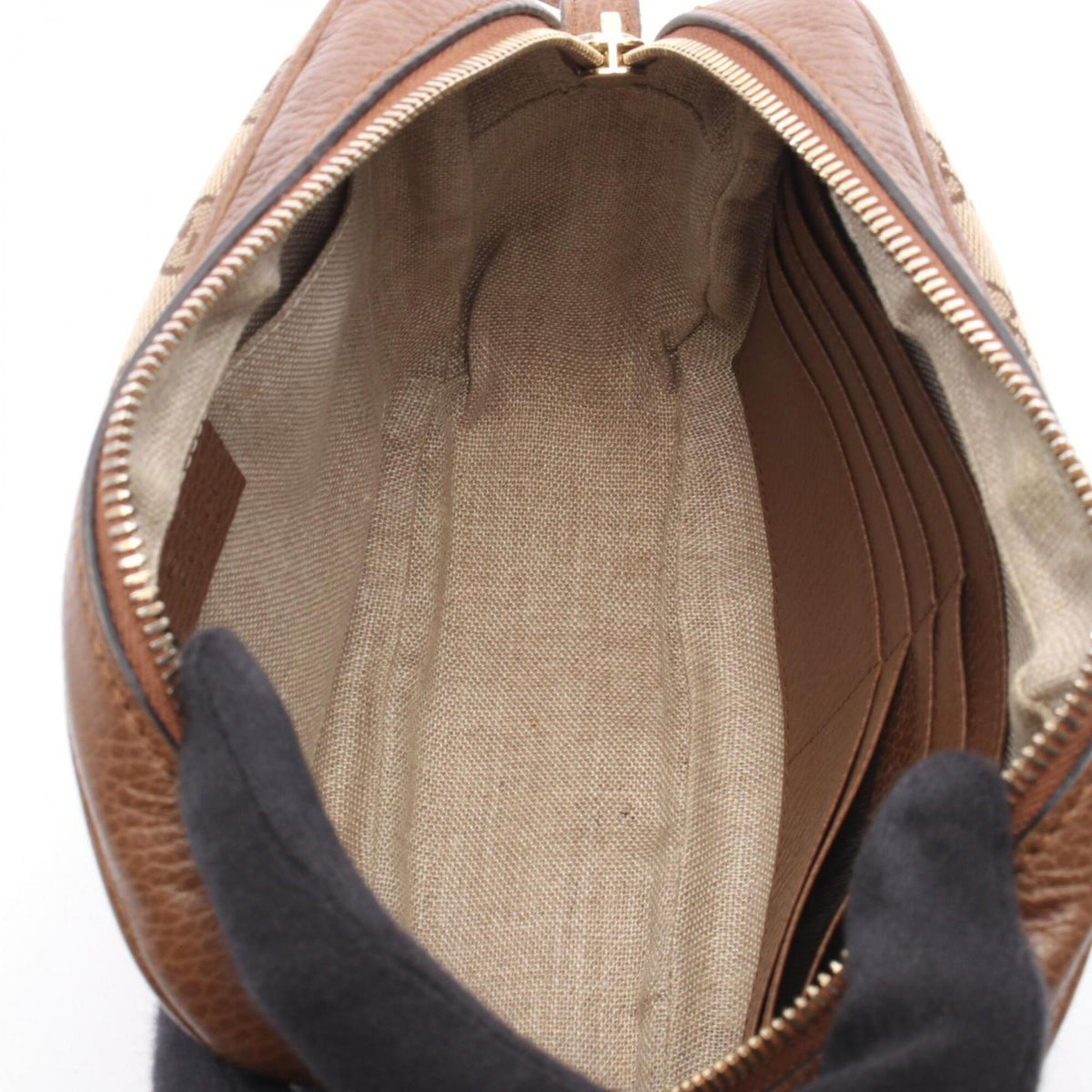 Gucci Beige Brown Gg Canvas Leather Handbag Shoulder Bag (Pre-Owned)