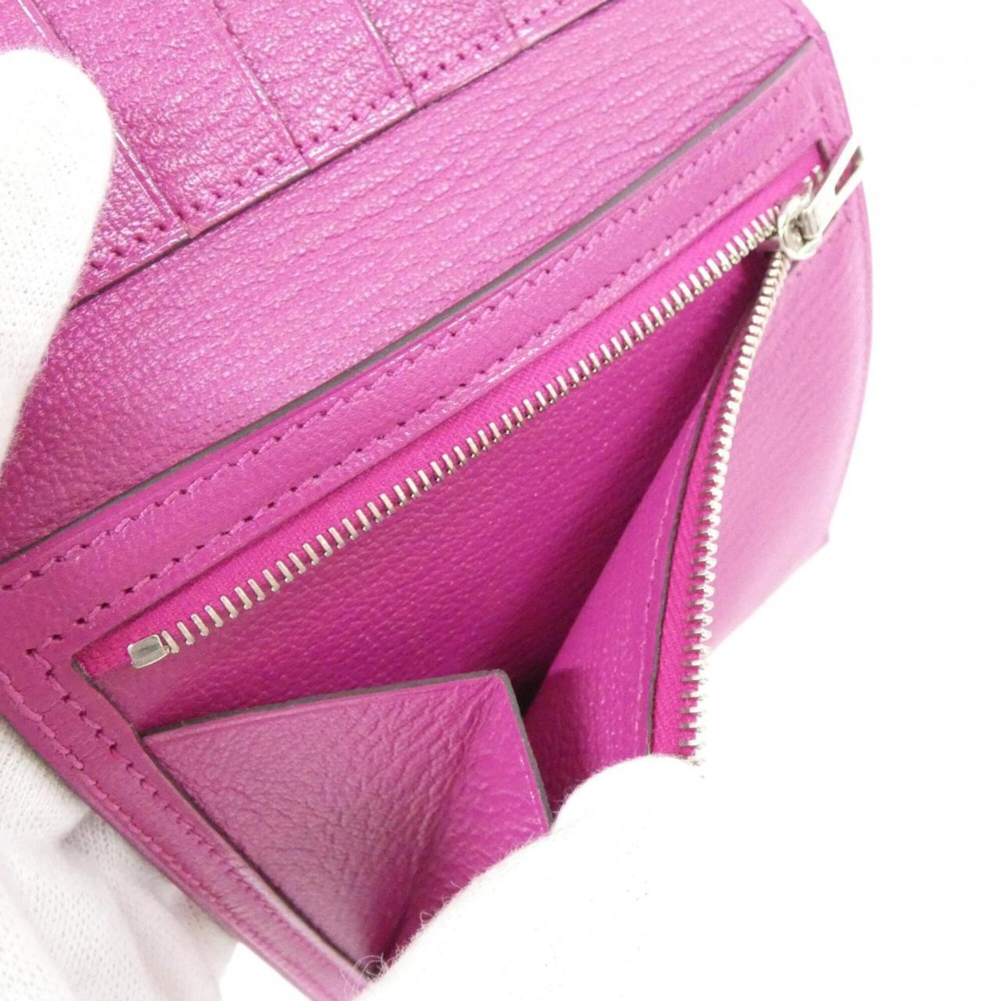 Hermes Rose Purple Chevre Leather Wallet (Bi-Fold) (Pre-Owned)