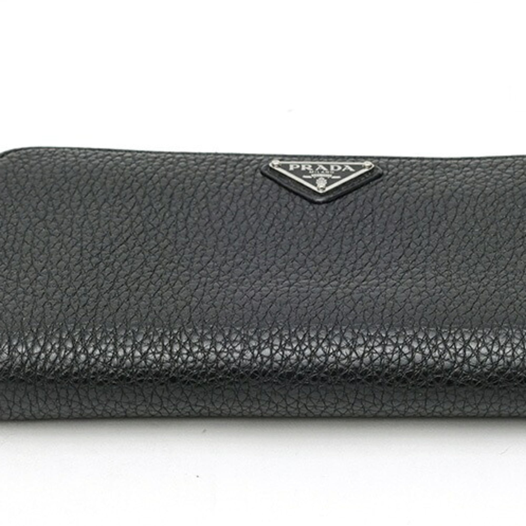 Prada Black Leather Long Wallet (Bi-Fold) (Pre-Owned)