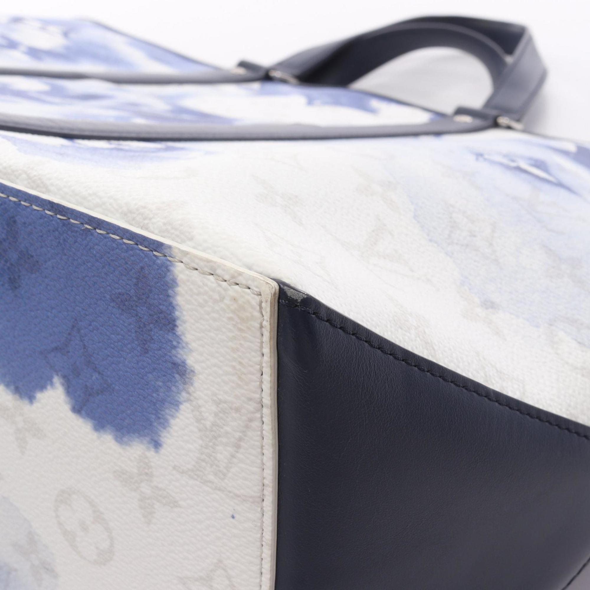 Louis Vuitton Blue White Coated Canvas Leather Handbag Tote Bag (Pre-Owned)