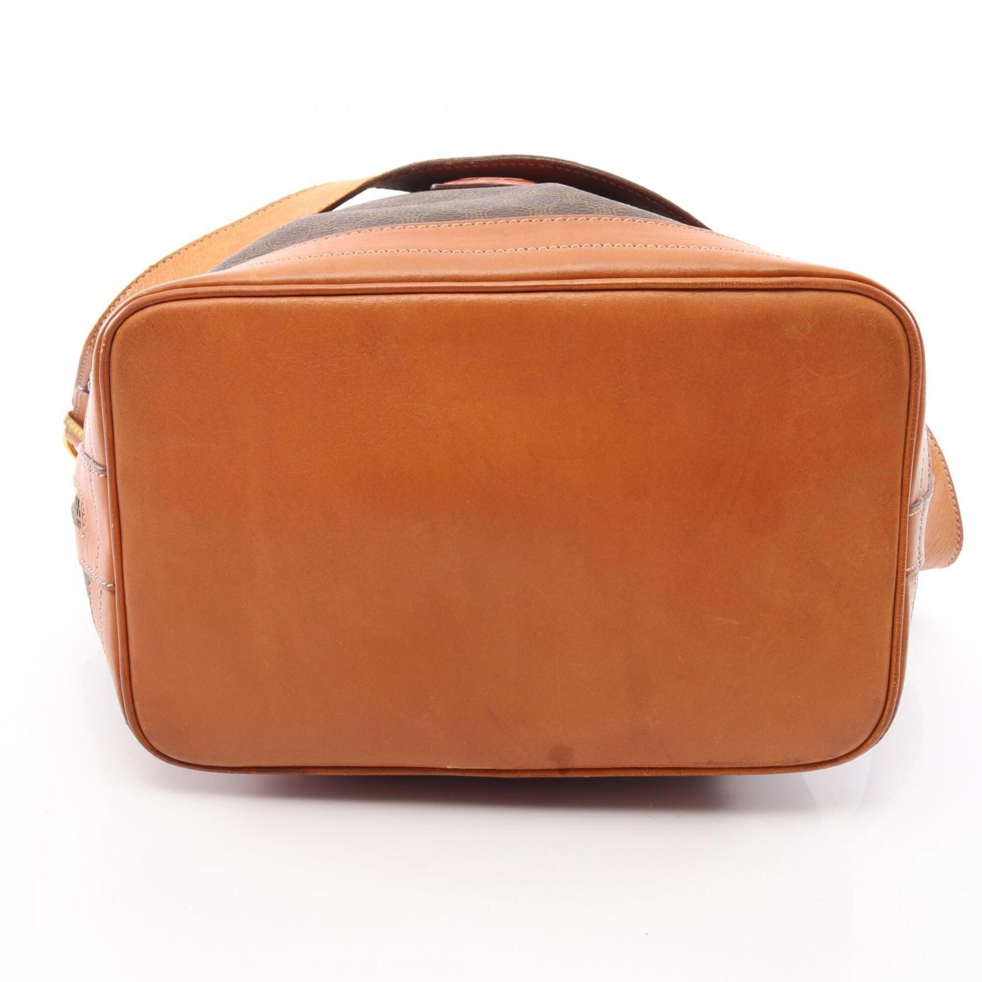 Celine Brown Leather Coated Canvas Handbag Shoulder Bag (Pre-Owned)