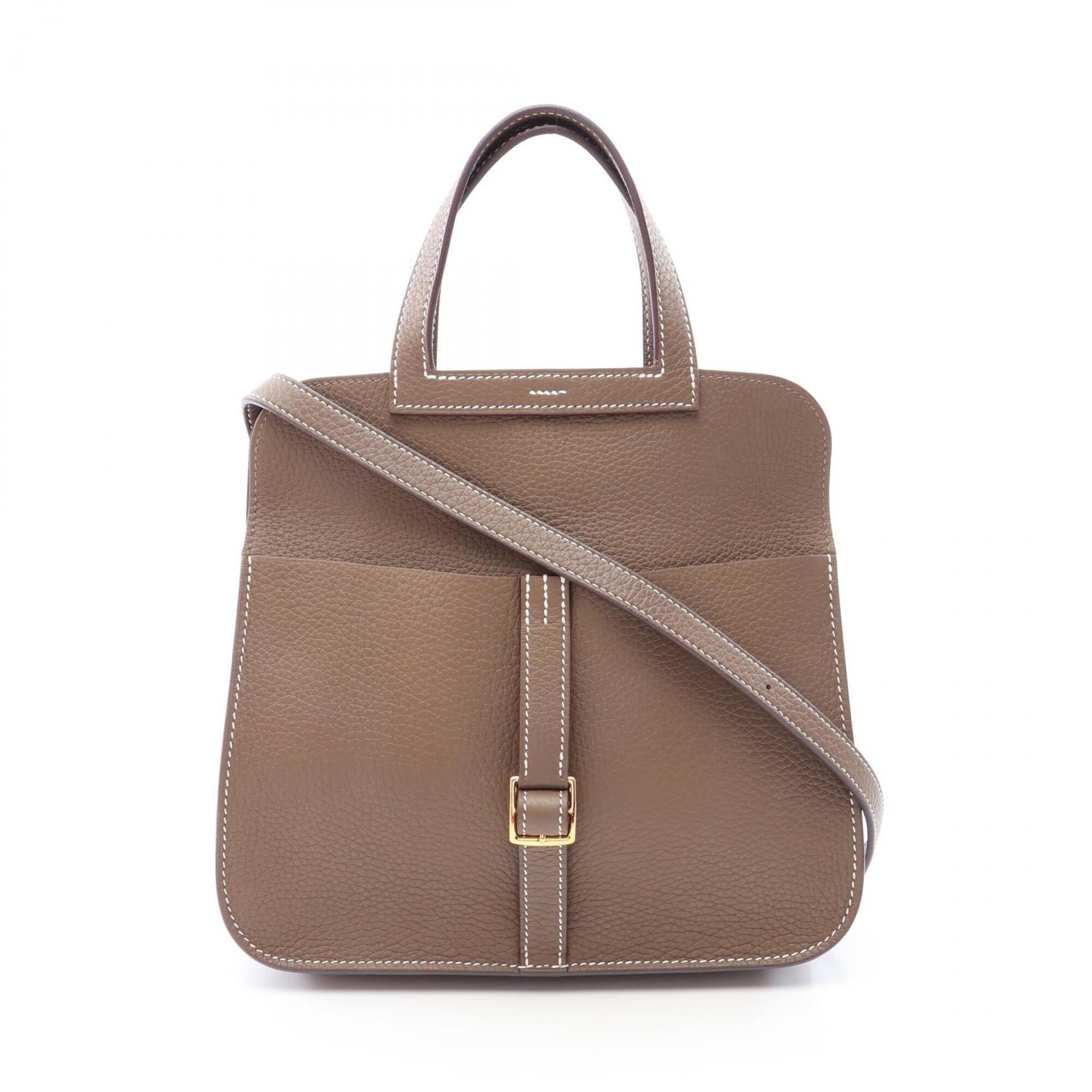 Hermes Etoupe Gray Gray Taurillon Clemence Leather Handbag (Pre-Owned)