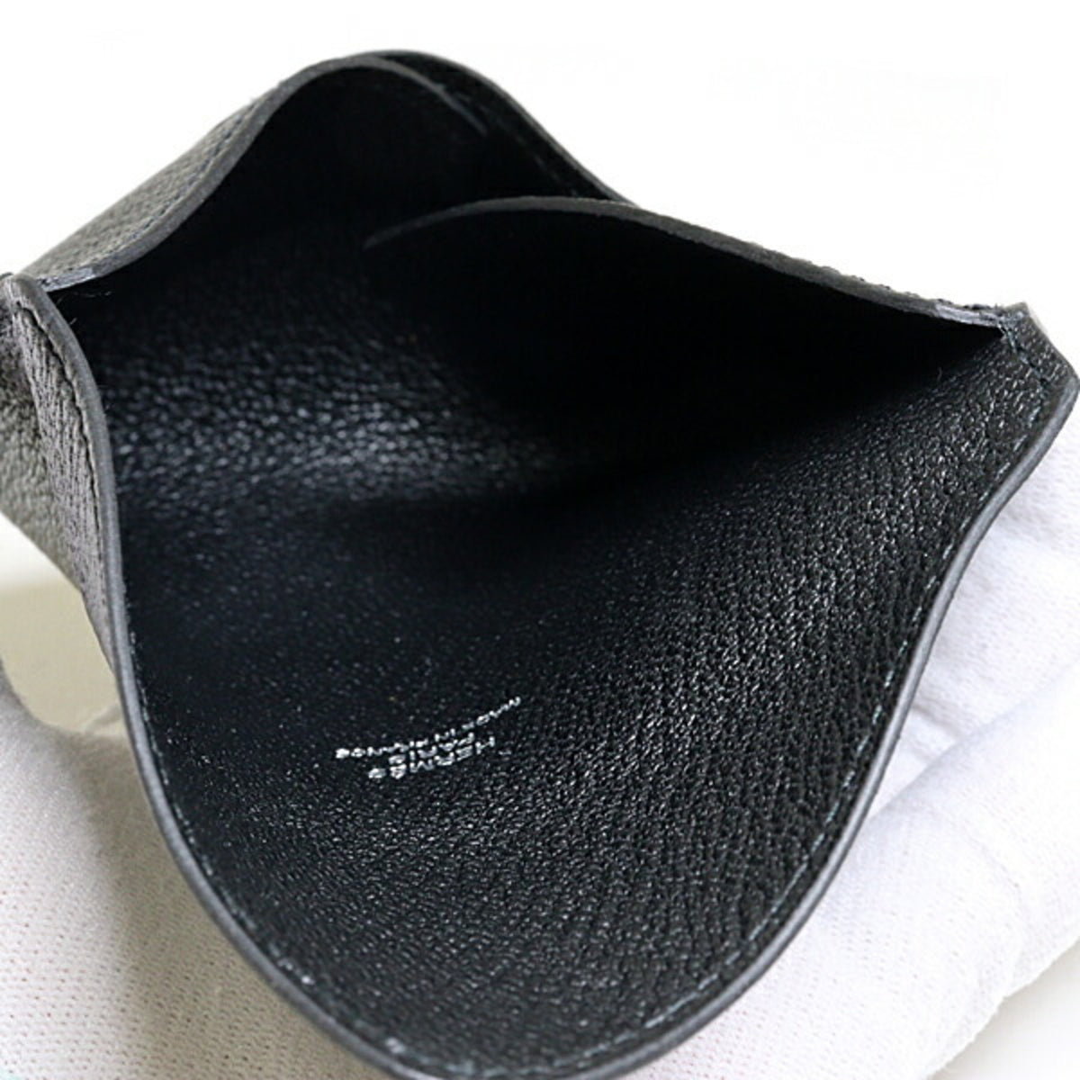 Hermes Kara Black Chevre Myzore Leather Pouch (Pre-Owned)