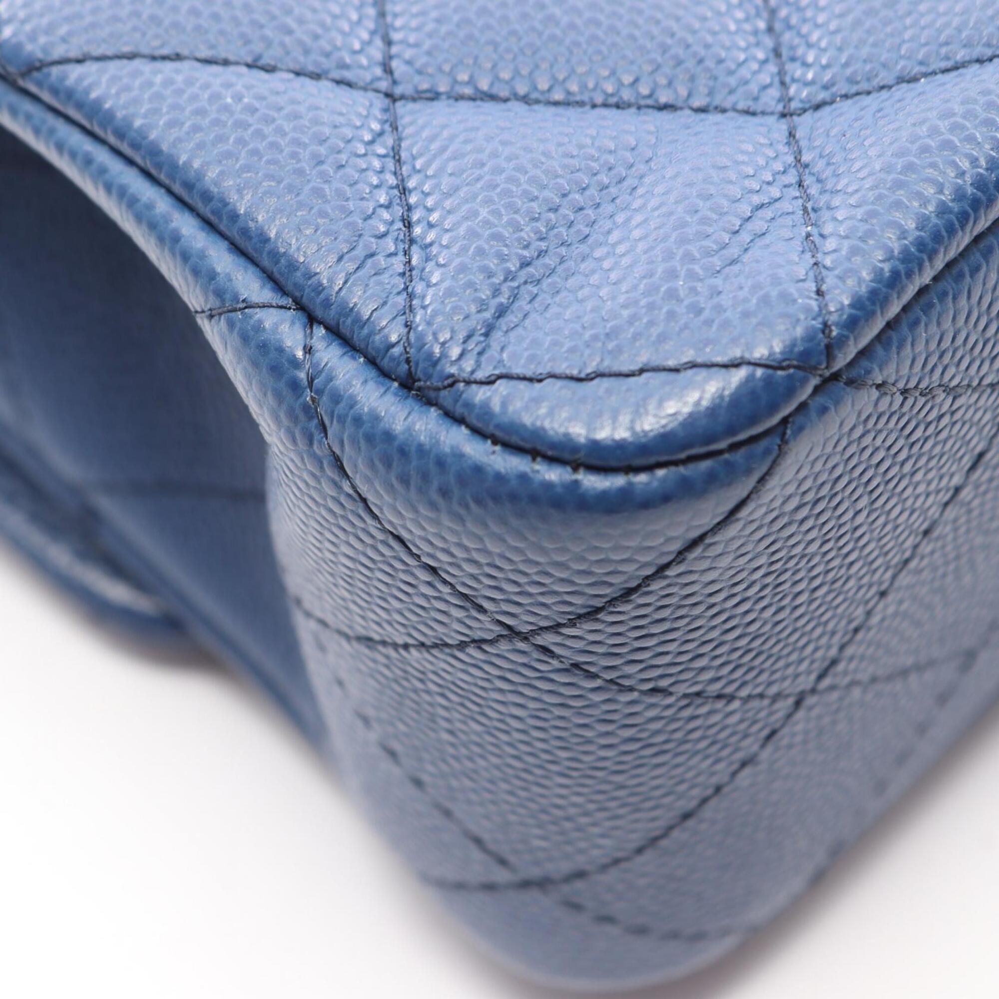 Chanel Blue Grained Calfskin Handbag Shoulder Bag (Pre-Owned)