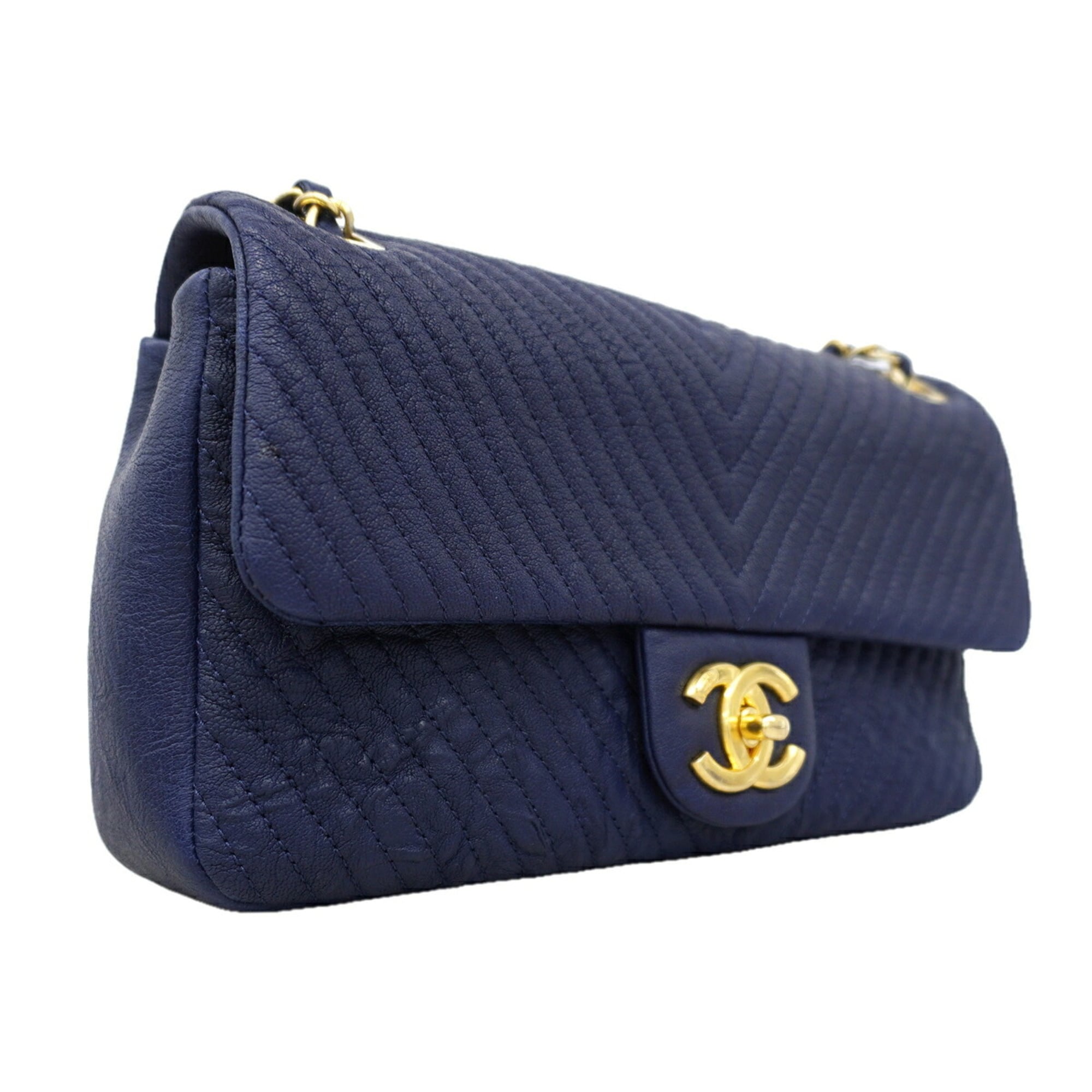 Chanel Navy Leather Shoulder Bag (Pre-Owned)