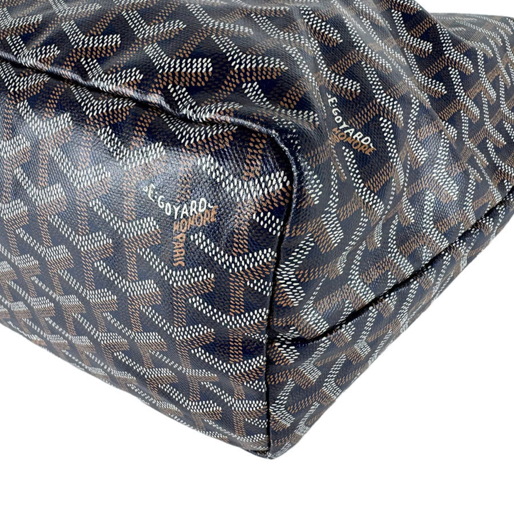 Goyard Brown Navy White Pvc Leather Tote Bag (Pre-Owned)