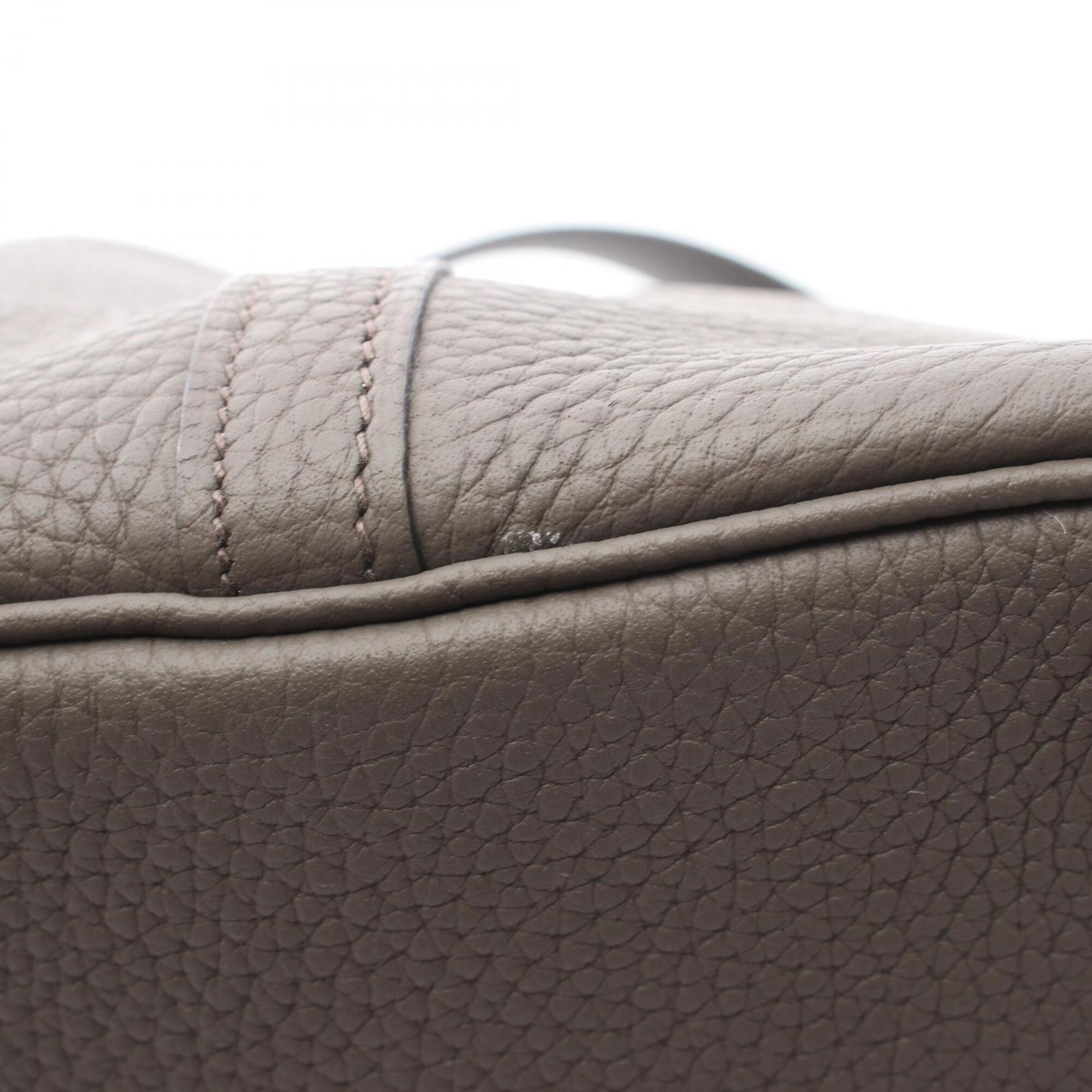 Hermes Etain Gray Leather Handbag (Pre-Owned)