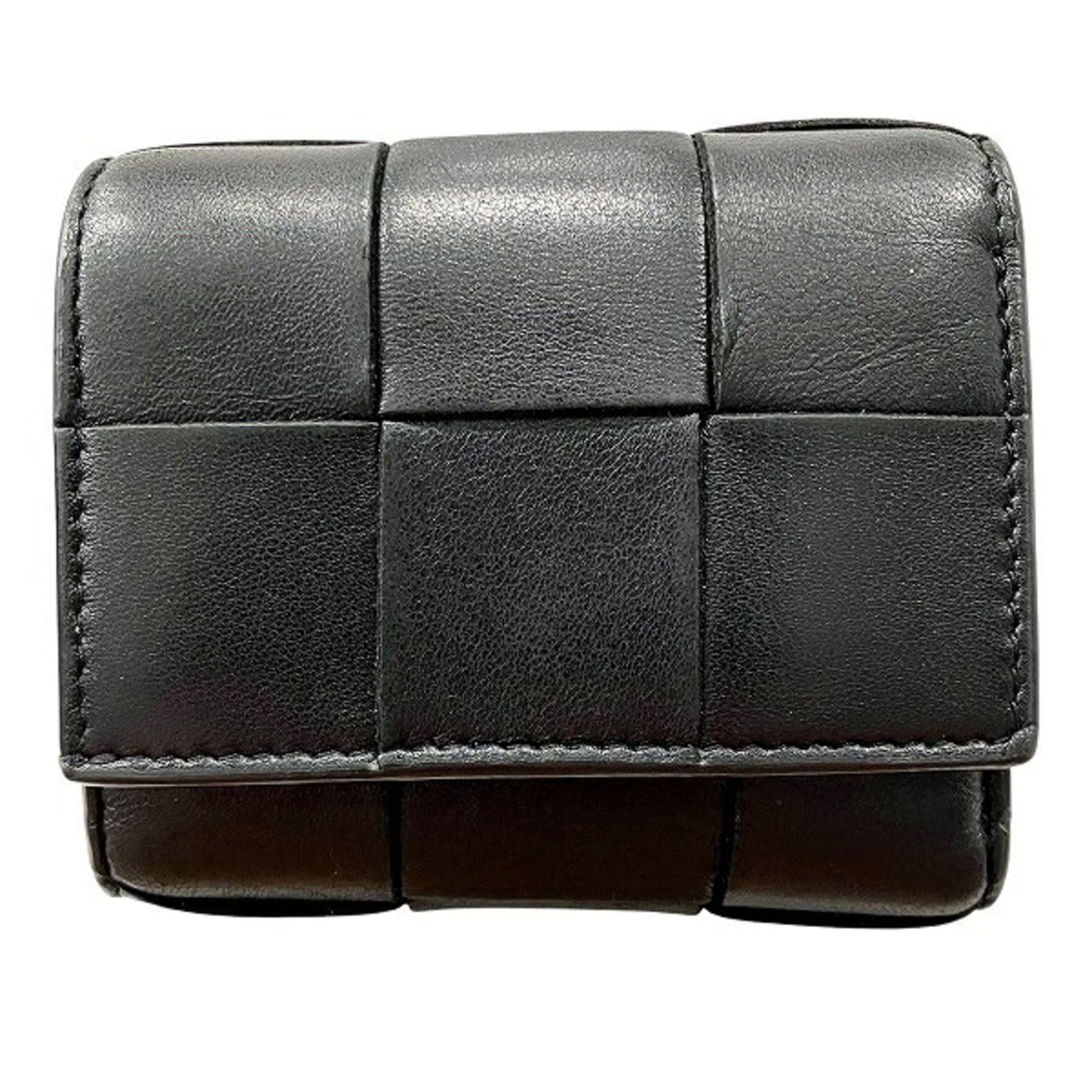 Bottega Veneta Black Leather Coin Purse/Coin Case (Pre-Owned)